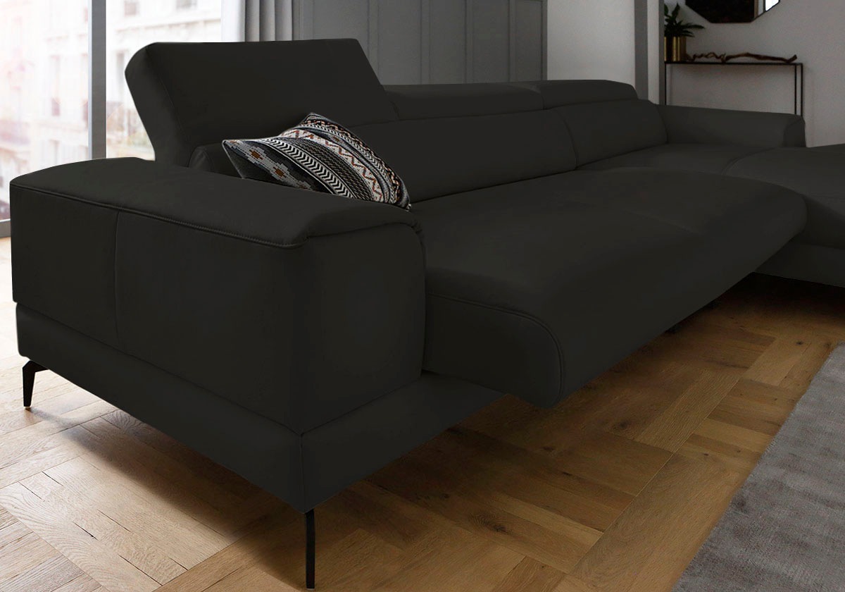 W.SCHILLIG Ecksofa »piedroo, Designsofa mit tollem Sitzkomfort, bequem, L-Form«, Kopfteilverstellung, wahlweise mit Sitztiefenverstellung, Breite 343cm