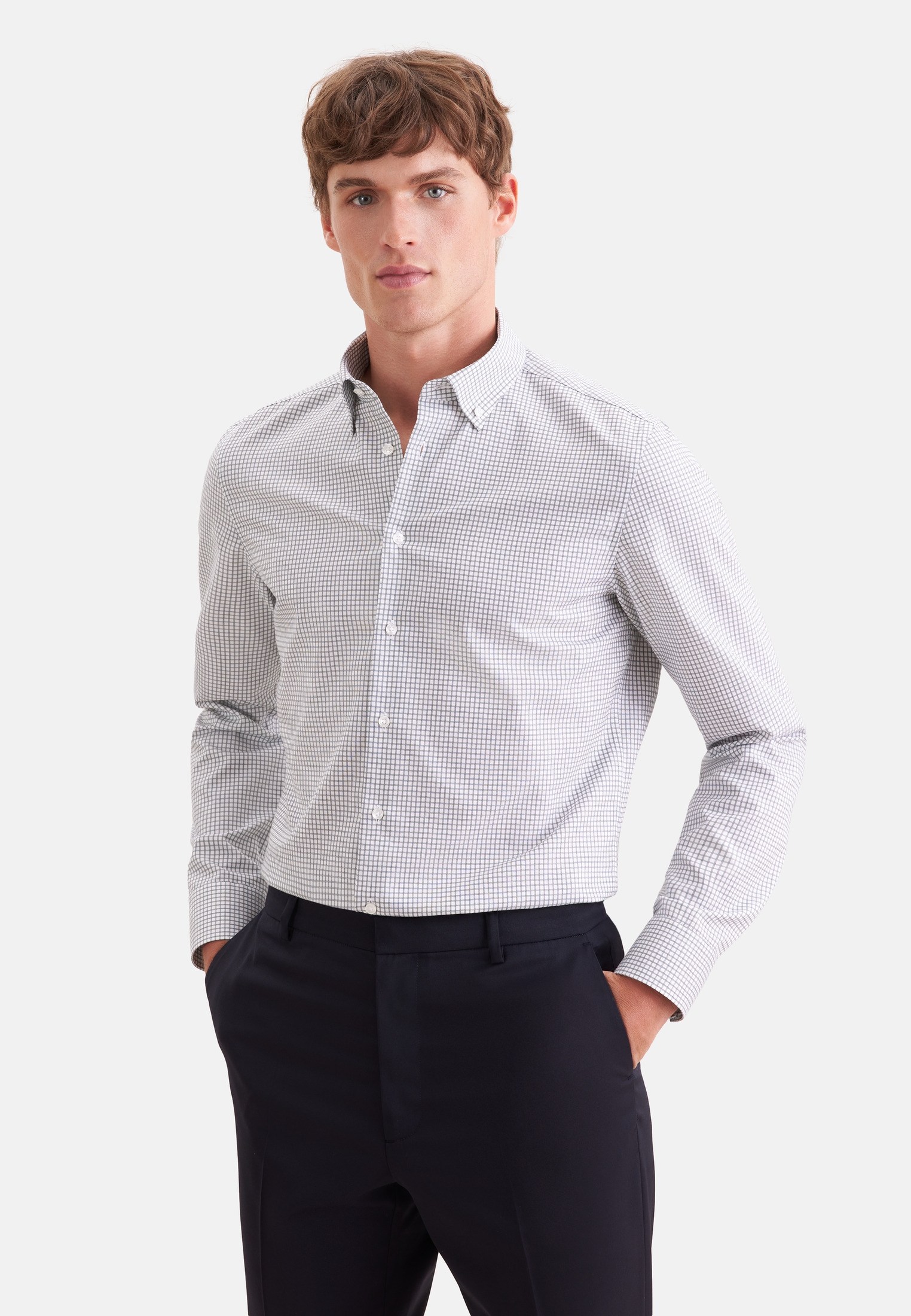 seidensticker Businesshemd »Schwarze Rose« Shaped 1/1 Button-Down-Kragen Karo