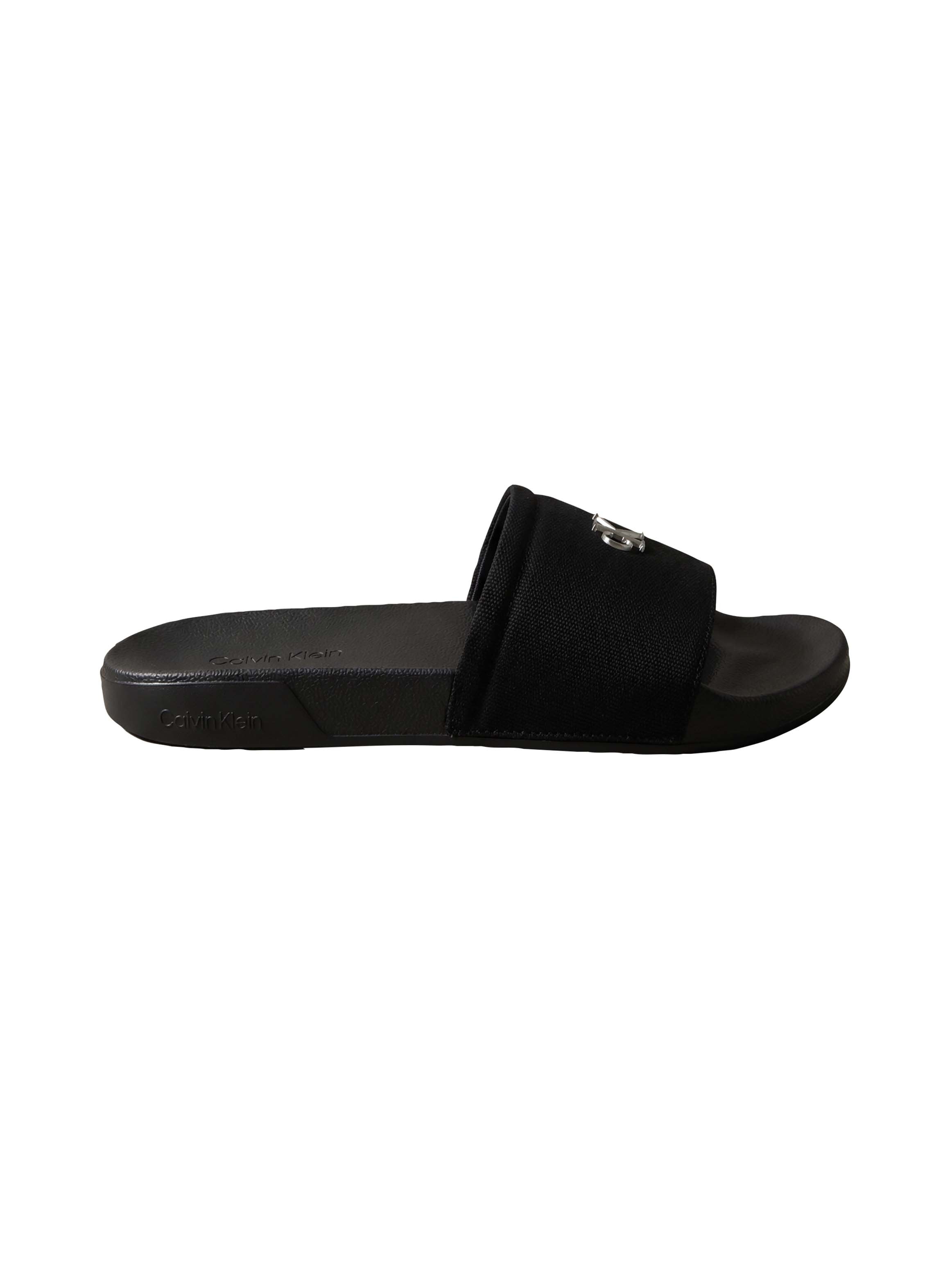 Calvin Klein Pantolette »ESS SLIDE CANVAS HDW«  Strandschuh, Badeschuh, Flat mit Logo