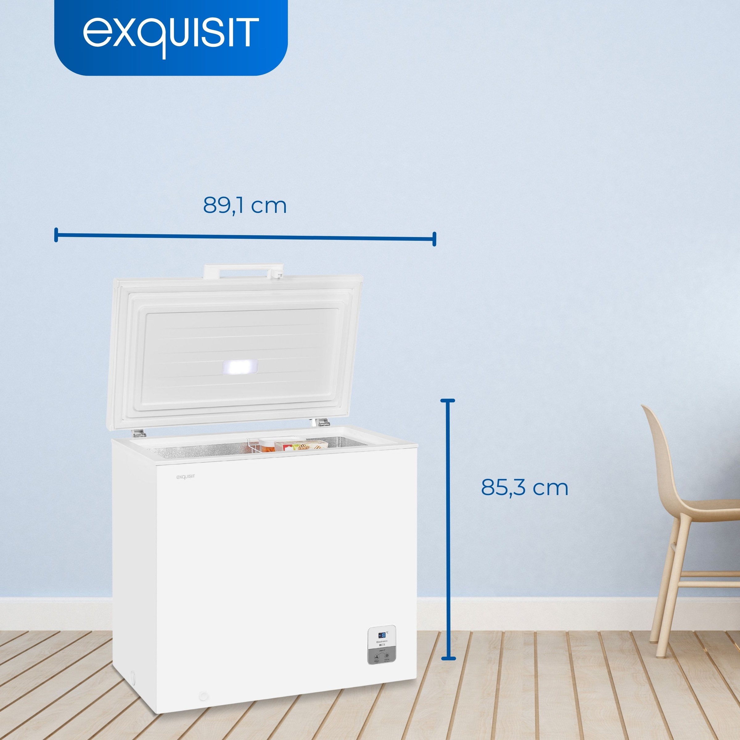 exquisit Gefriertruhe »GT200-HE-O11E weiss« 85,3 cm hoch 89,1 cm breit 2-in-1 Gefrier-/Kühltruhe mit LED, Griff, Schloss&flexibel einstellbar