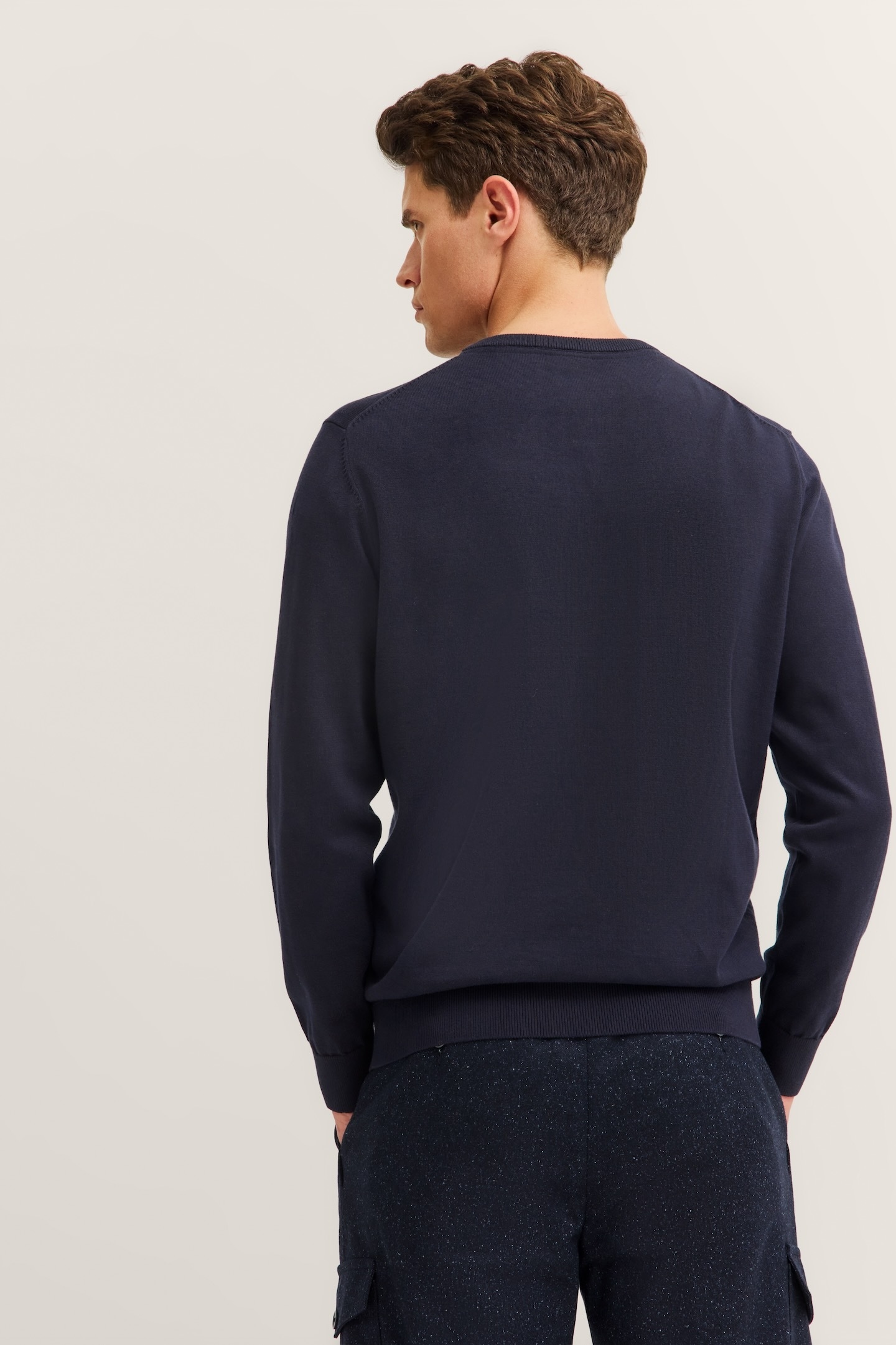 bugatti Rundhalspullover »Basic Essential« aus reiner Baumwolle