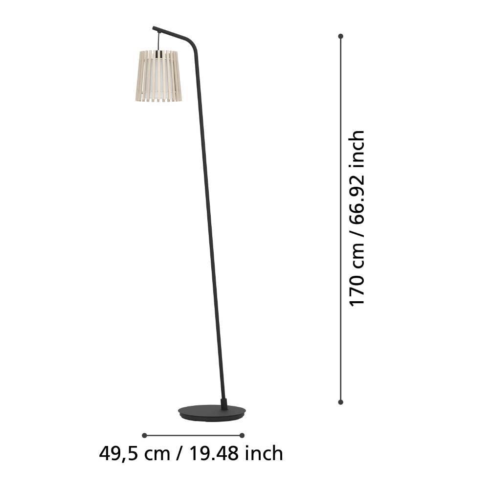 EGLO Stehlampe »FATTORIA«, 1 flammig-flammig, Standleuchte, Metall in Schwarz, Holz und weißem Textil, E27, 170 cm