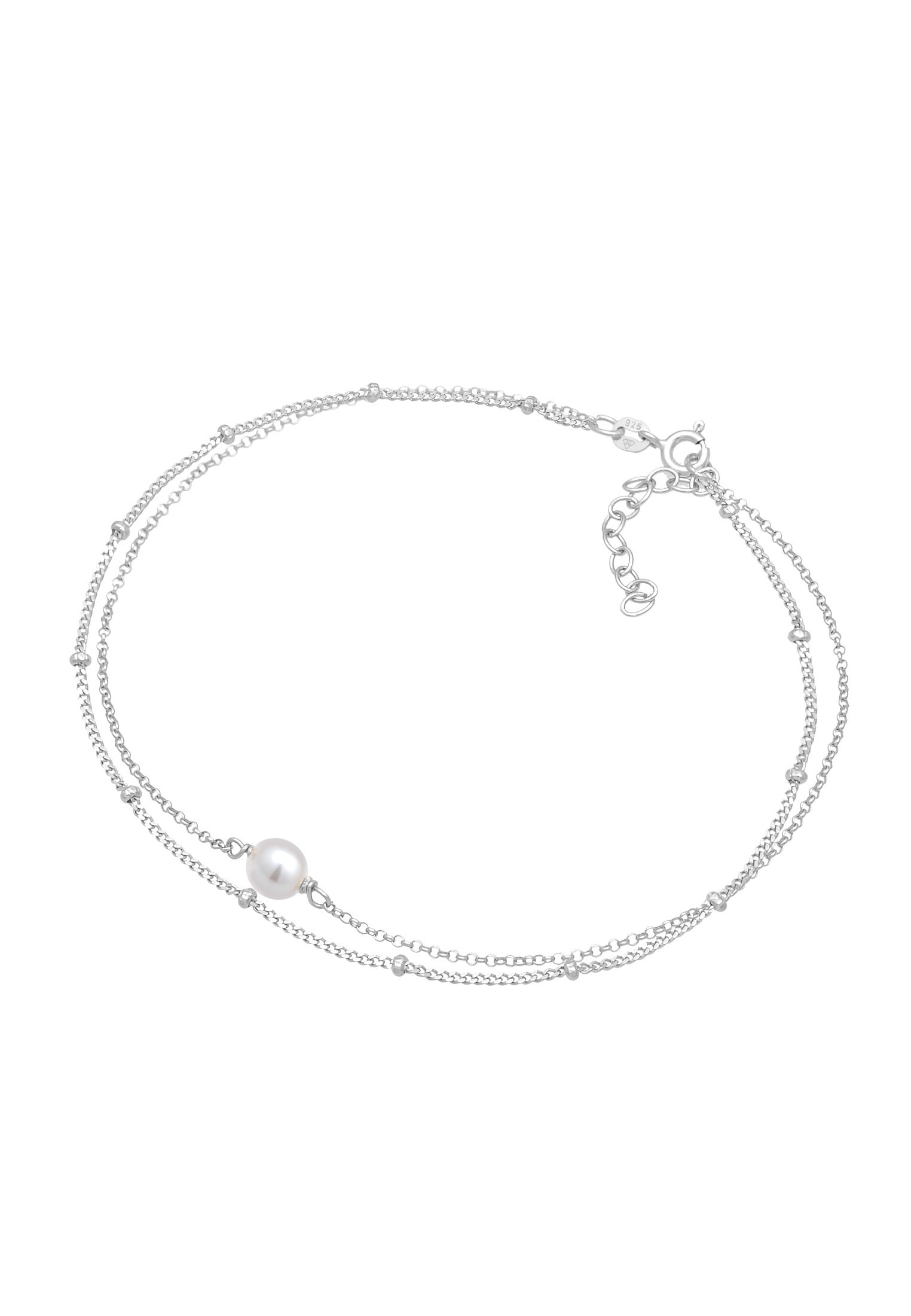 Elli Fußkette »Fußschmuck Muschelkernperle Kugelkette Layer 925 Silber«