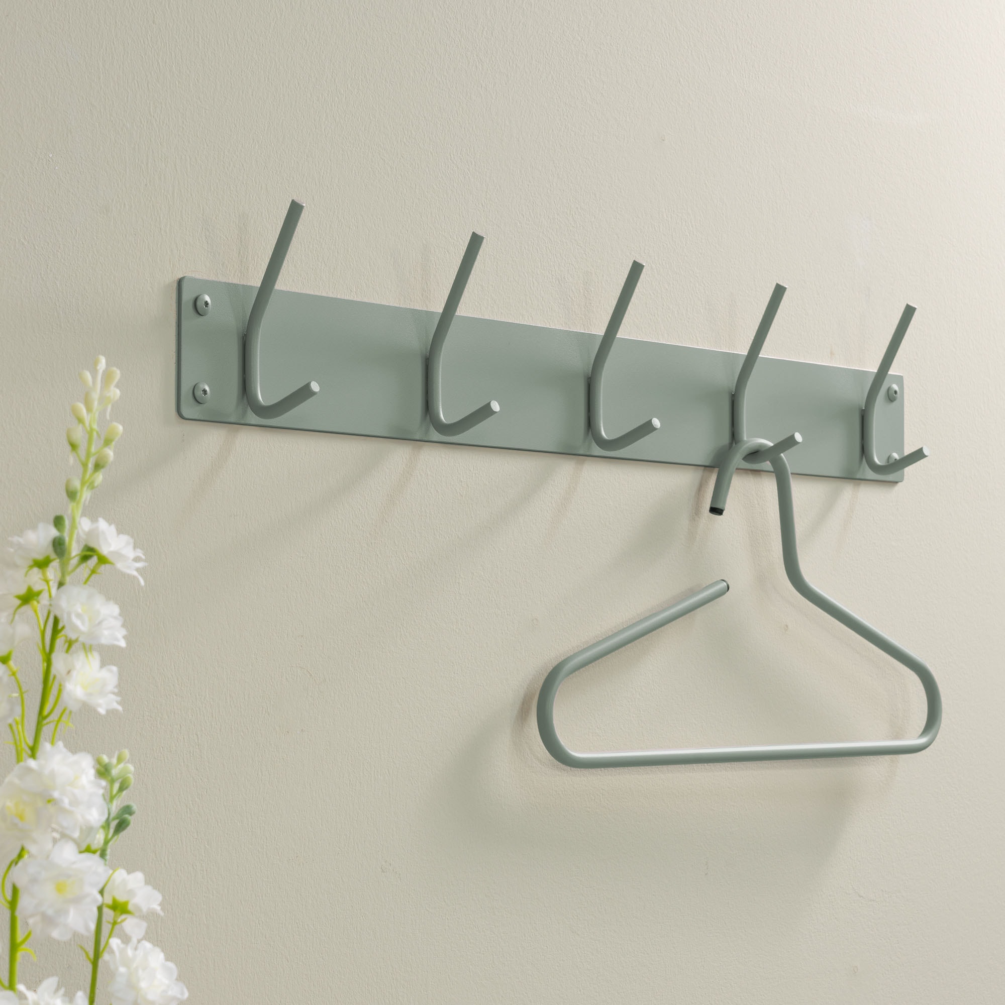 Spinder Design Garderobenhaken »FUSION 5« Wandgarderobe aus Stahl mit 5 Haken und Hutablage aus Eichenholz