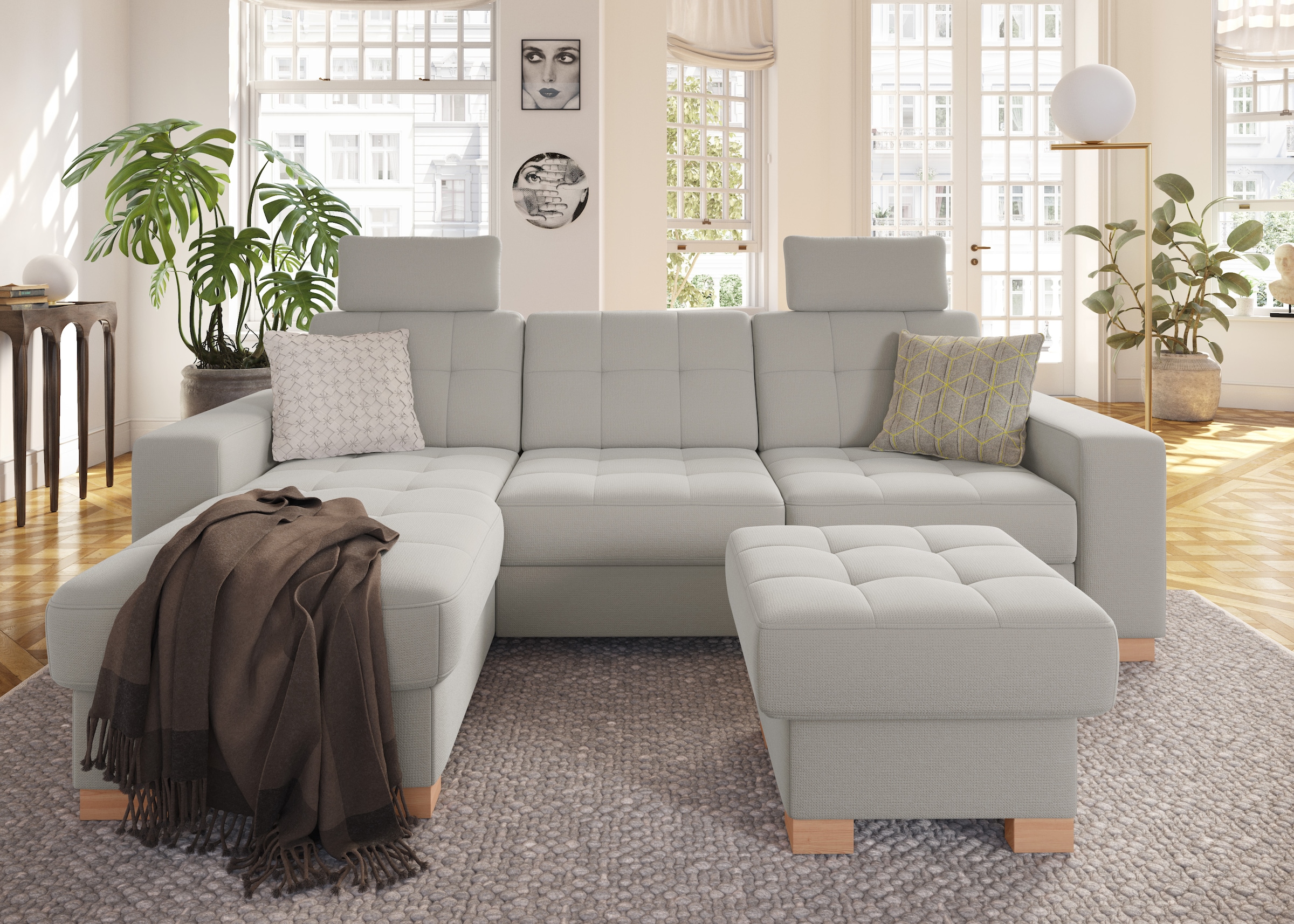 sit&more Ecksofa »Quincy L-Form«, wahlweise mit Bettfunktion und Bettkasten