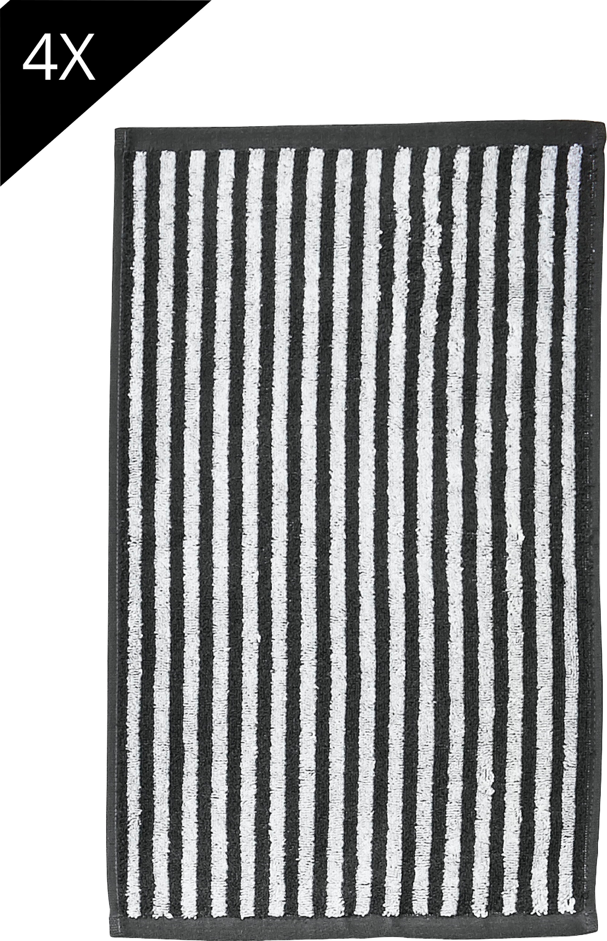 done.® Handtuch Set »Daily Shapes Stripes«, (Set, 4 St., 4 Gästetücher (30x50 cm), Gästehandtücher, mit Jacquard-Muster, gestreift