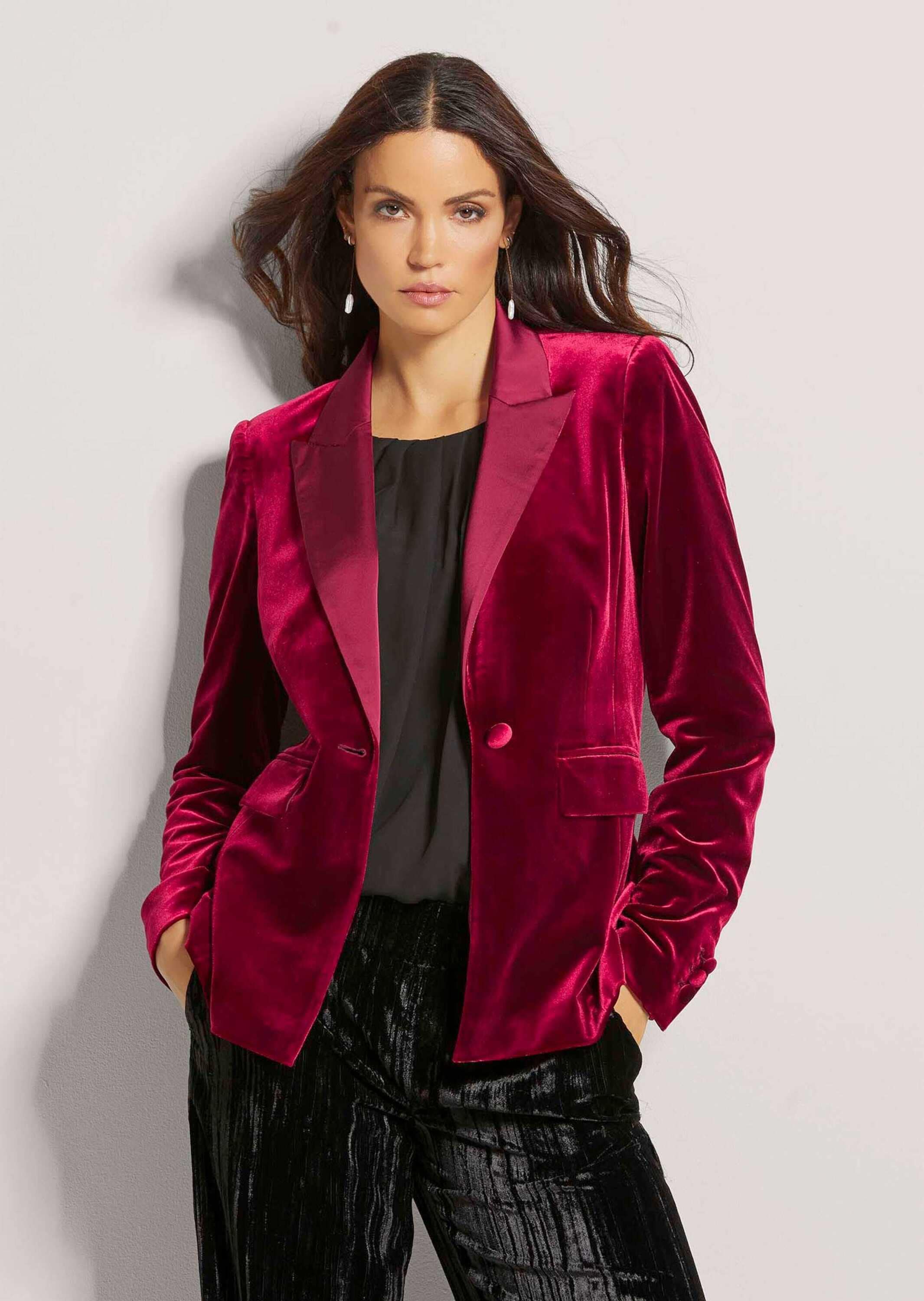 MADELEINE Longblazer »Samtjacke Samtblazer mit Reverskragen«