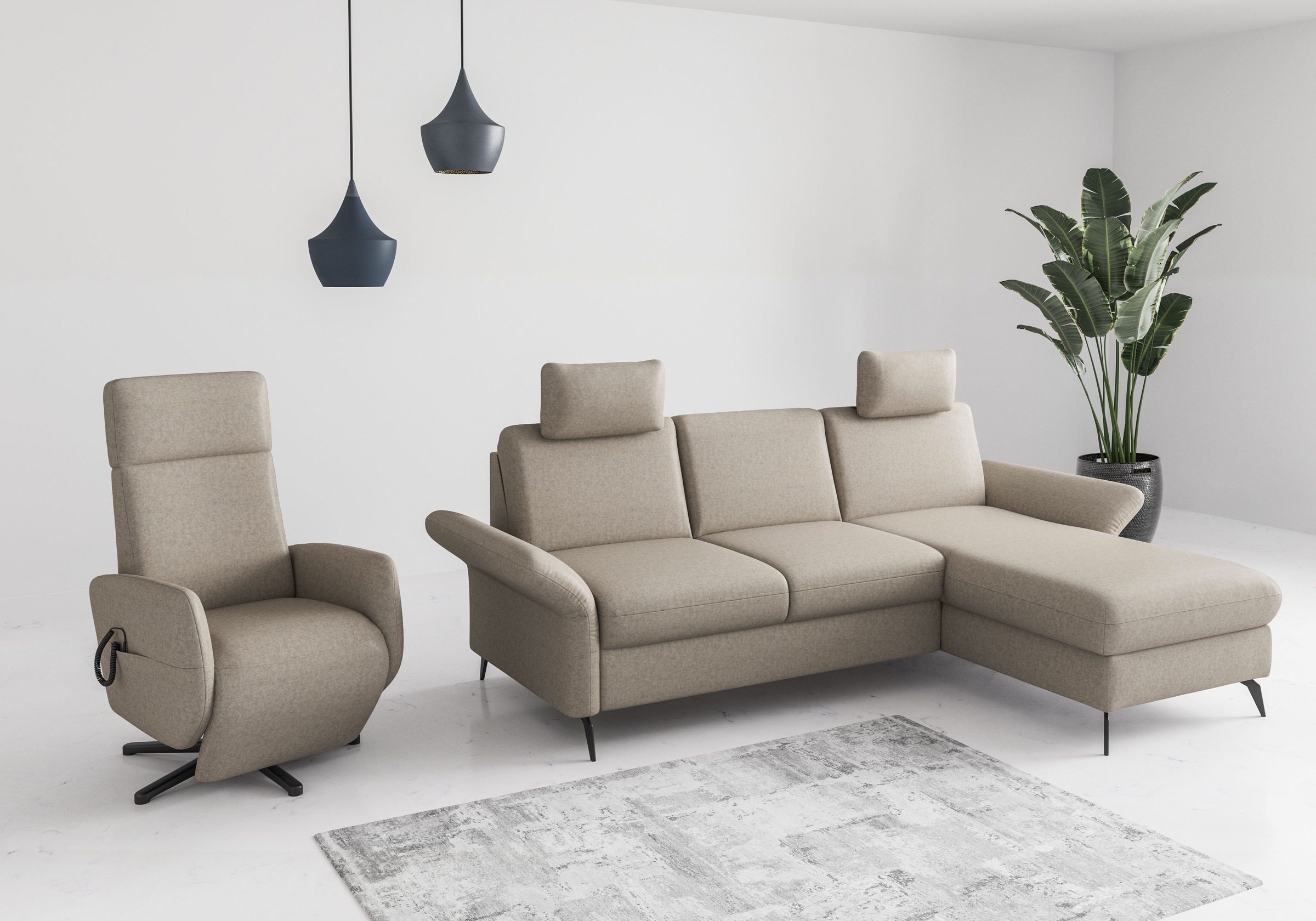 Home affaire Ecksofa »Rochelle«, optional: Armteilverstellung, klappbar, Bettkasen