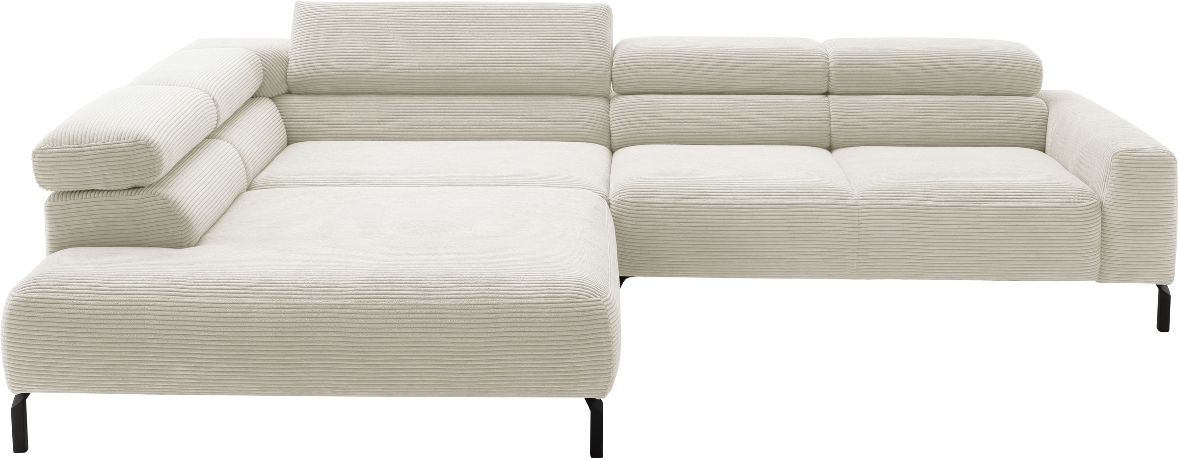 Places of Style Ecksofa »Antonelli, L-Form, inkl. Kopfteilverstellung, Breite 312 cm«, ohne Sitztiefenverstellung, in Cord, weiß