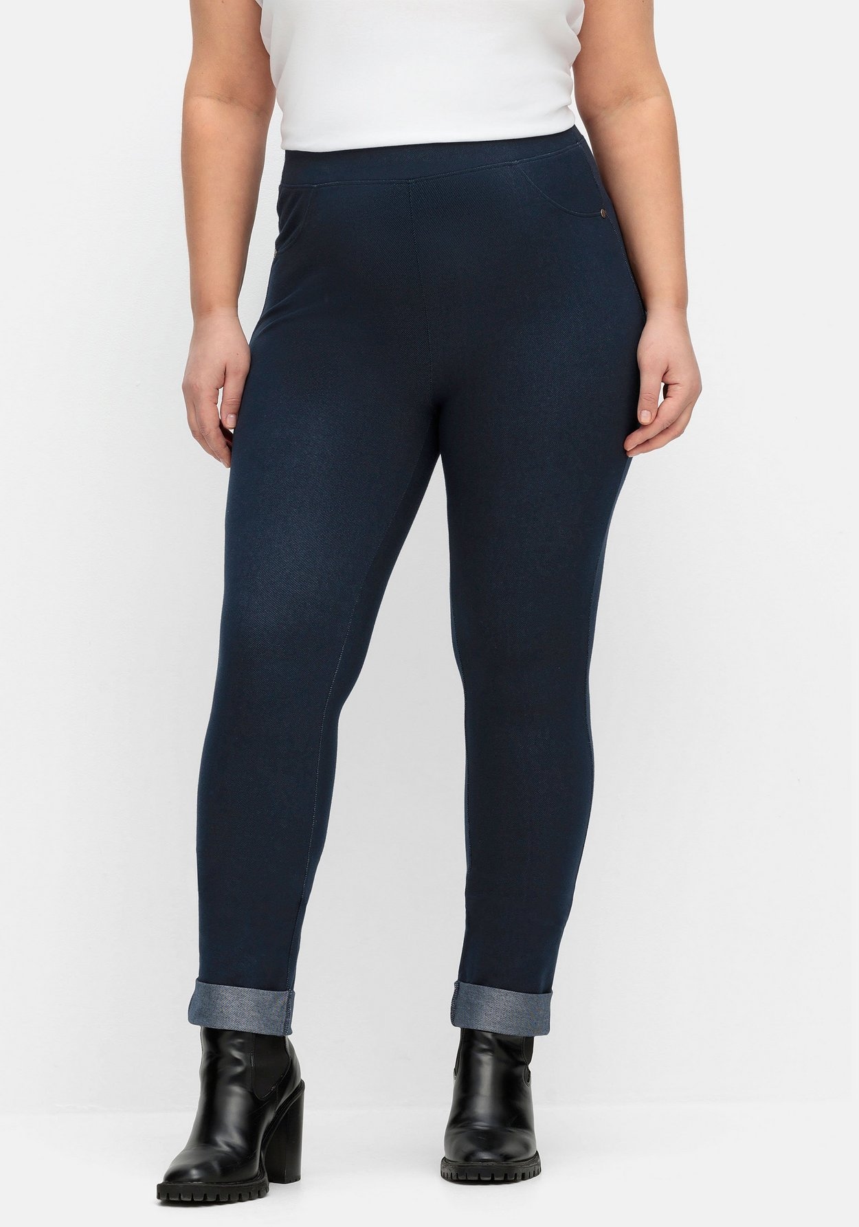 Sheego Leggings »Leggings mit fixiertem Aufschlag am Saum«