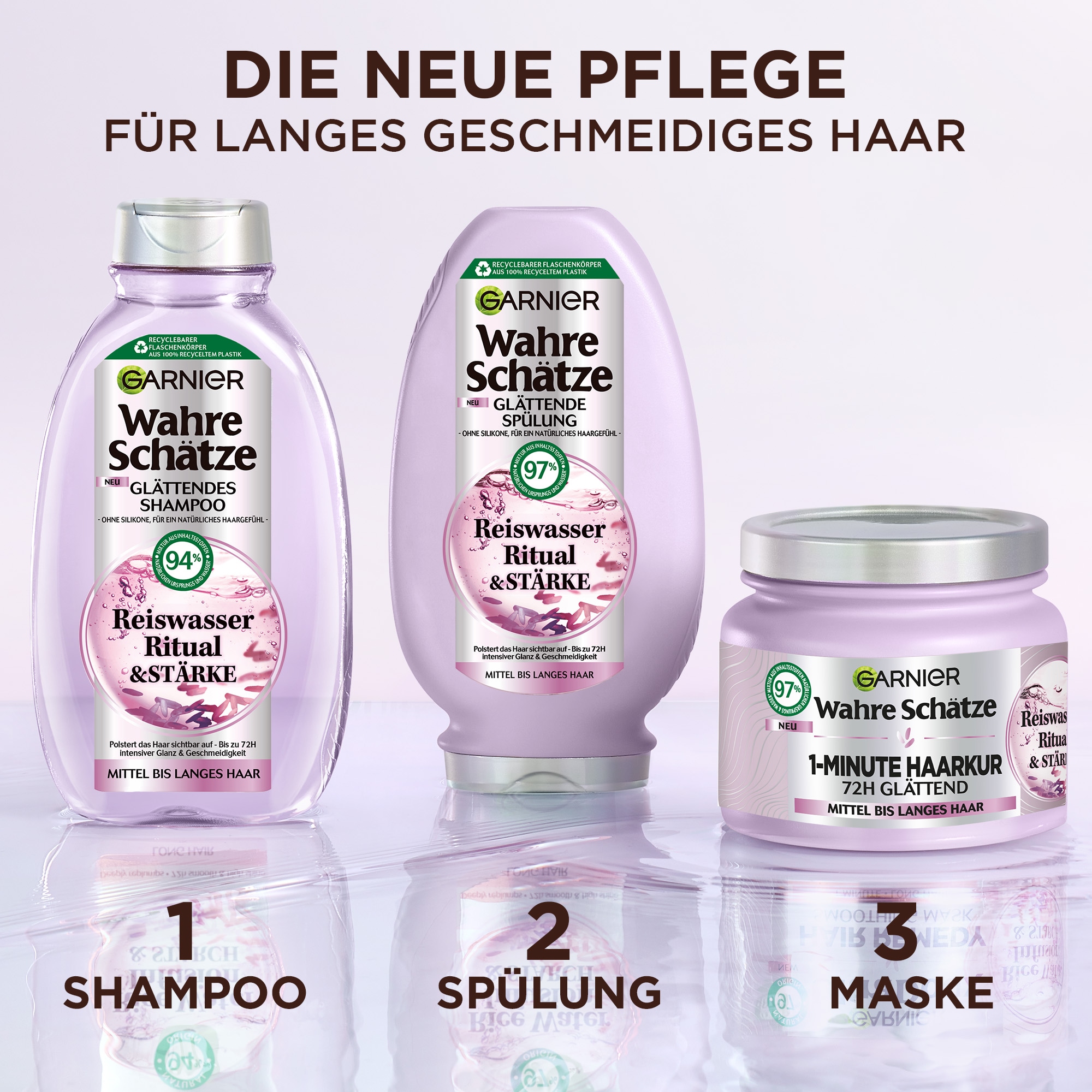 GARNIER Haarspülung »WAHRE SCHÄTZE REISWASSER RITUAL SPÜLUNG« mit Reiswasser und Stärke, ohne Silikone, vegane Haarspülung