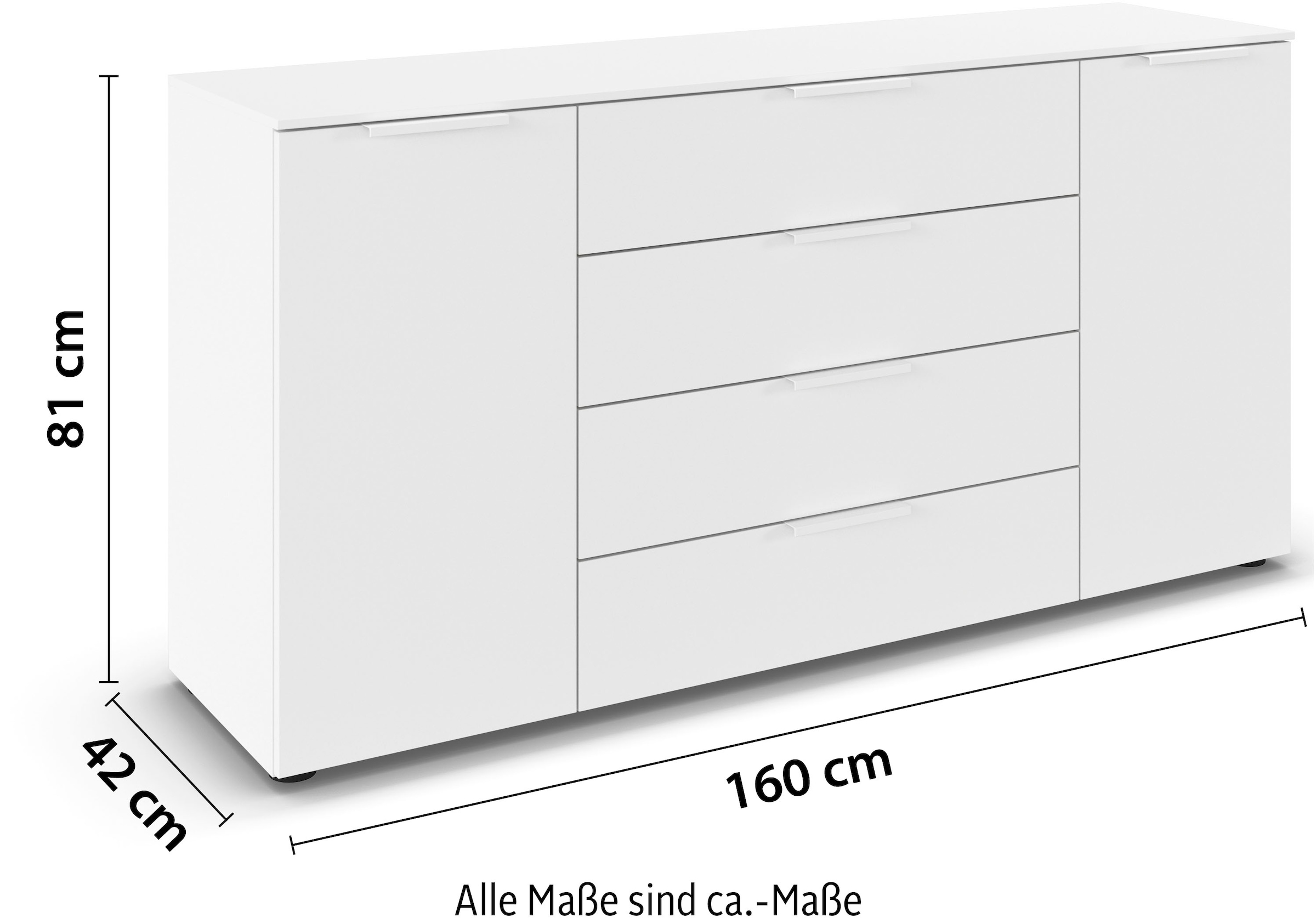LeGer Home by Lena Gercke Kommode »Kommode Sideboard Schubladenkommode SERINA eleganter Eyecatcher« inkl. SOFT-CLOSE-FUNKTION,  mit 4 Schubkästen und 2 Türen sowie Metallgriffen MADE IN GERMANY