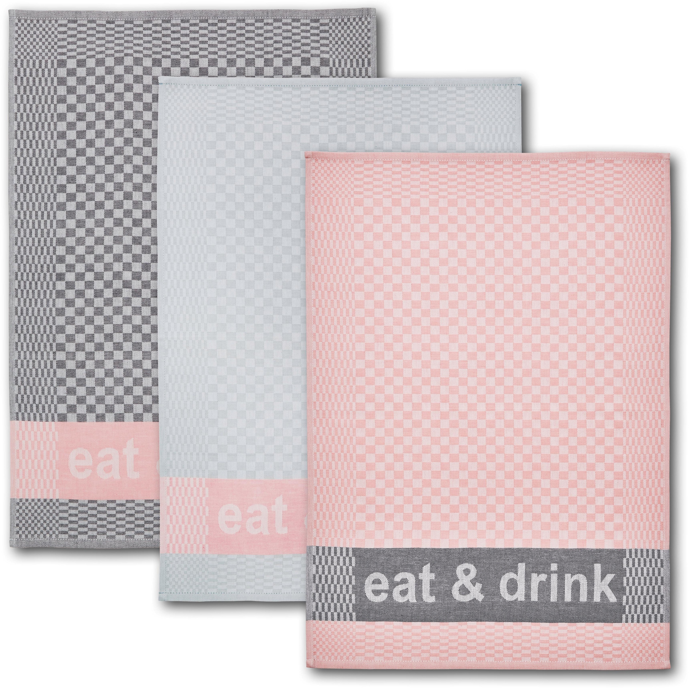 Dyckhoff Geschirrtuch »Eat & Drink, Maße je Tuch ca. 50x70 cm«, (Set, 6 tlg.), mit drei verschiedenen Motiven