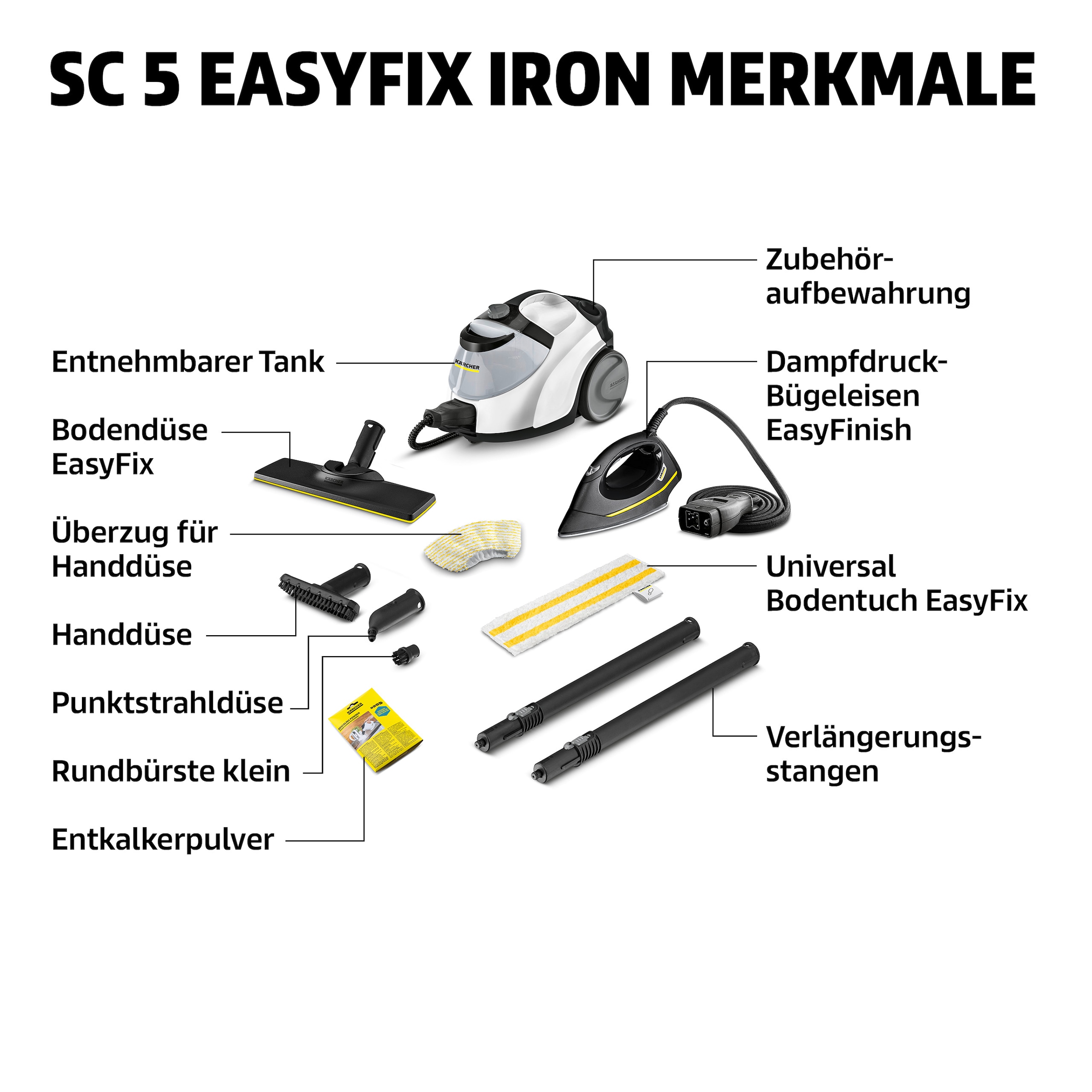 KÄRCHER Dampfreiniger »SC 5 EASYFIX IRON« mit Dampfdruck-Bügeleisen, VapoHydro-Funktion,