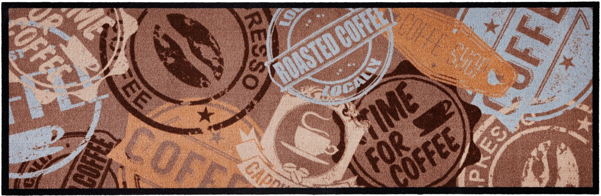 HANSE Home Küchenläufer »Coffee Stamp«, rechteckig, 5 mm Höhe, Kurzflor, rutschhemmend, Waschbar, Kaffee, Strapazierfähig, Küche