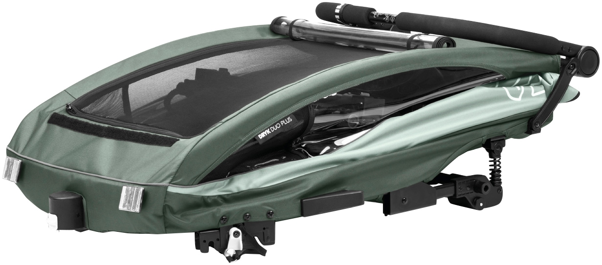 Hauck Fahrradkinderanhänger »2in1 Bike Trailer und Buggy Dryk Duo Plus, dark green«, für 2 Kinder; inklusive Deichsel