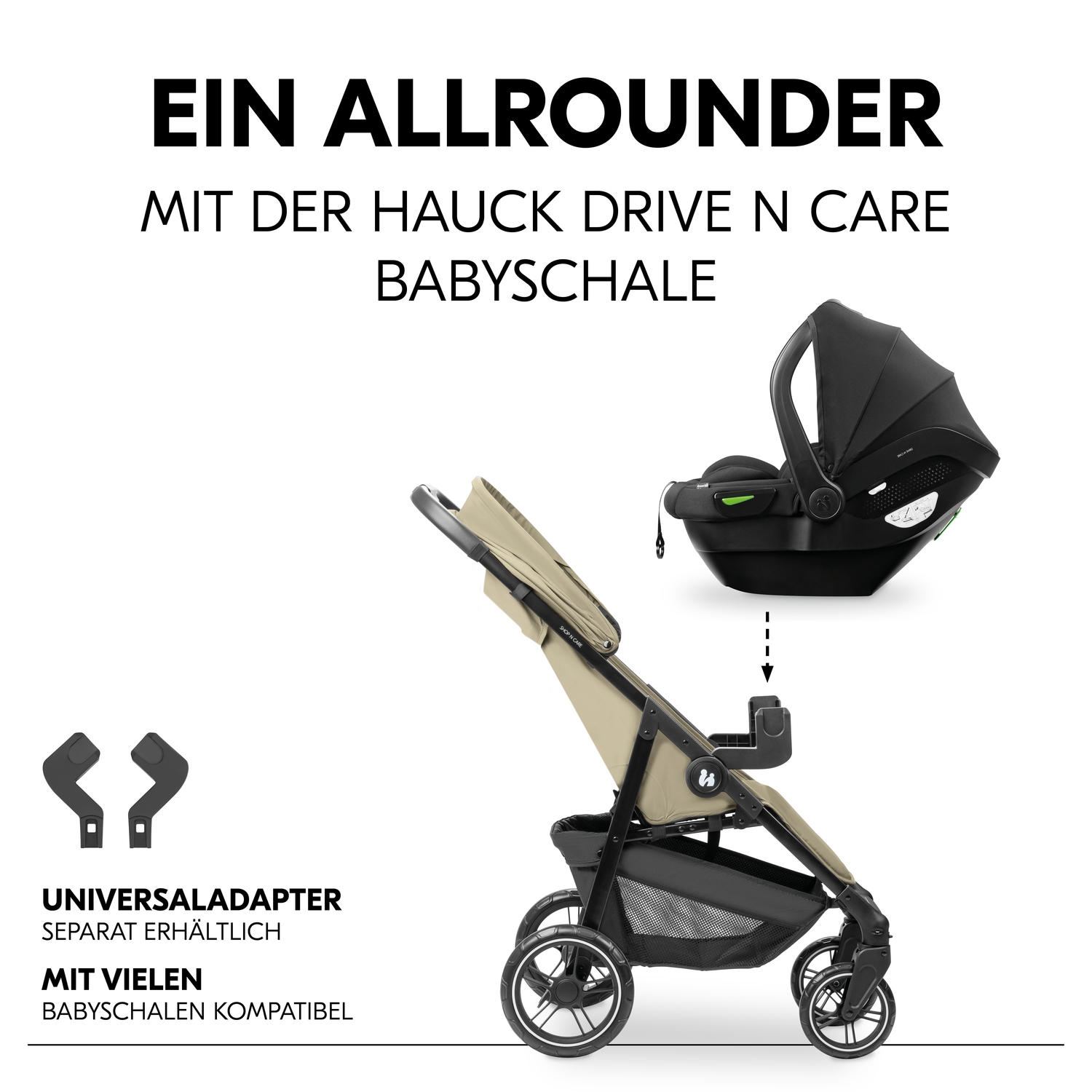 Hauck Kinder-Buggy »Shop N Care, Olive«, 22 kg, bis 22 kg belastbar; kompatibel mit Babyschale