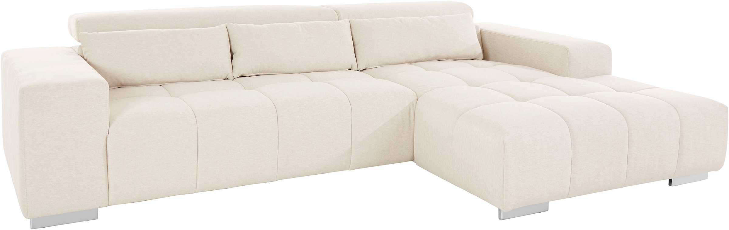 COTTA Ecksofa »Orion L-Form«, mit Recamiere, inkl. verstellbaren Kopfstützen und 3 Kissen