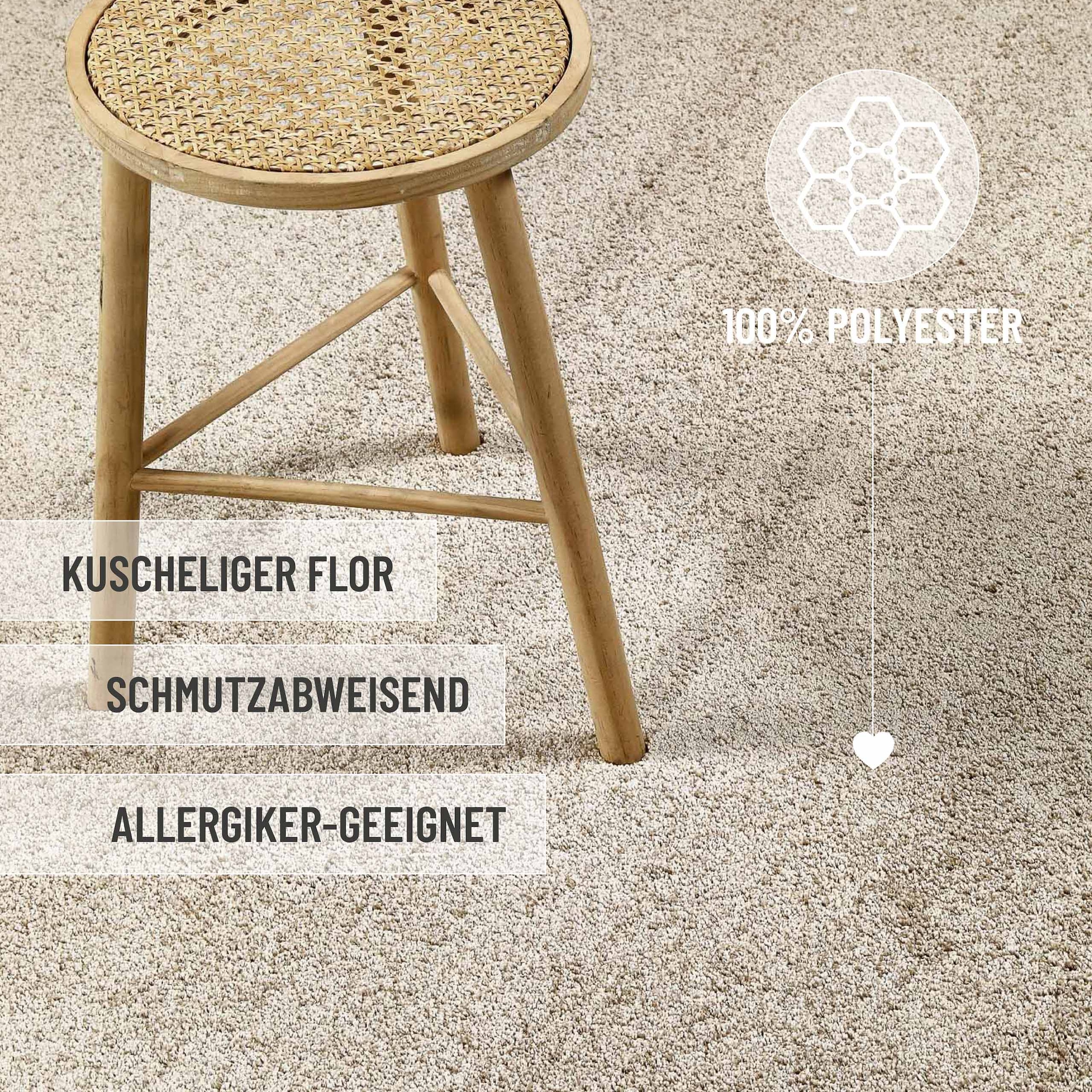 Wecon home Basics Hochflor-Teppich »Nova«, quadratisch, 25 mm Höhe, Shaggy, gewebt, Läufer, robust, Wohnzimmer, Schlafzimmer