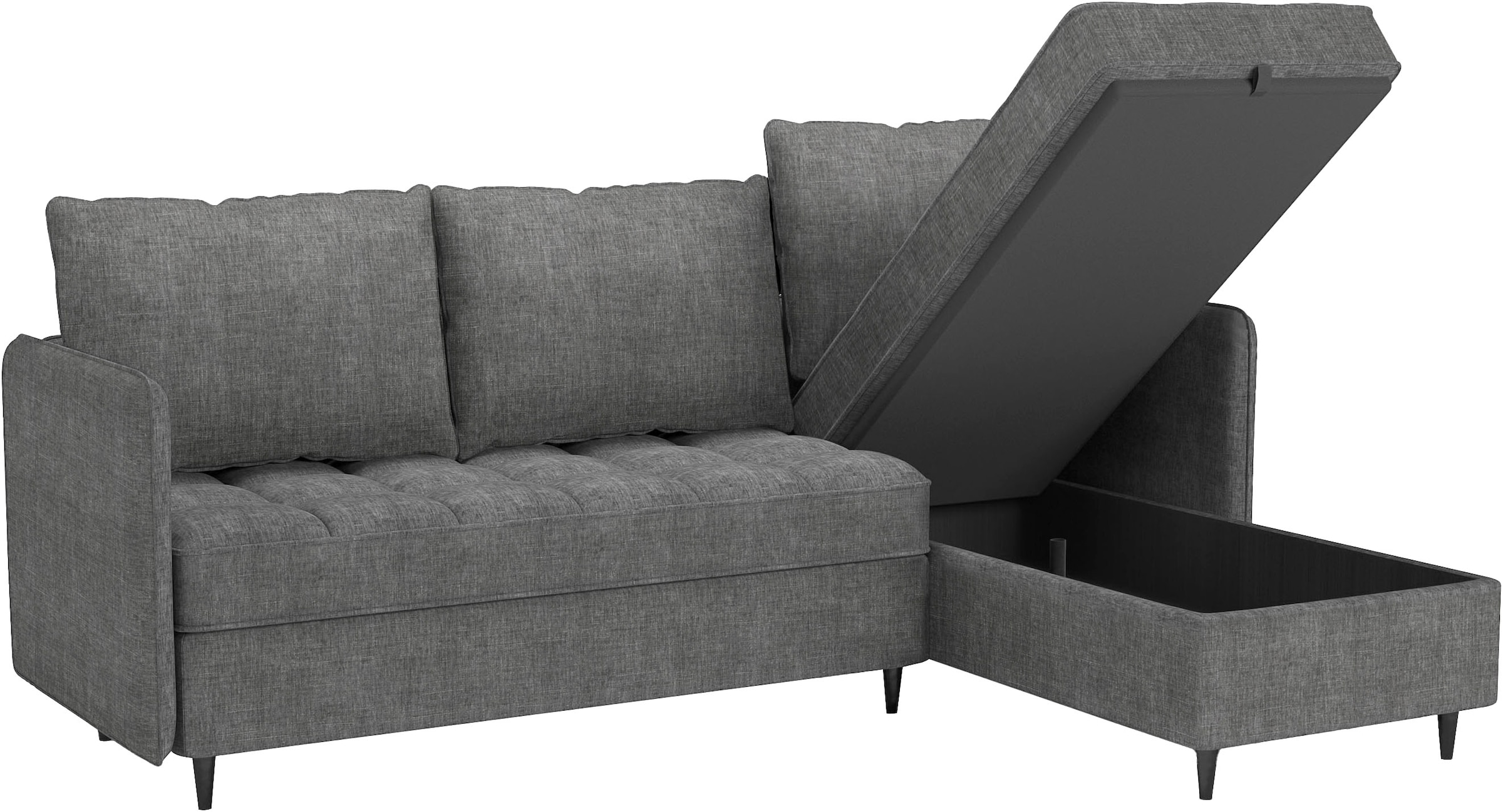 Dorel Home Ecksofa »LINDHUS, L-Form, verschiedene Stellvarianten, Loungesofa, Schlaf-Liege«, Wohnlandschaft, mit Recamiere, großer Bettkasten, Cord, Chenille