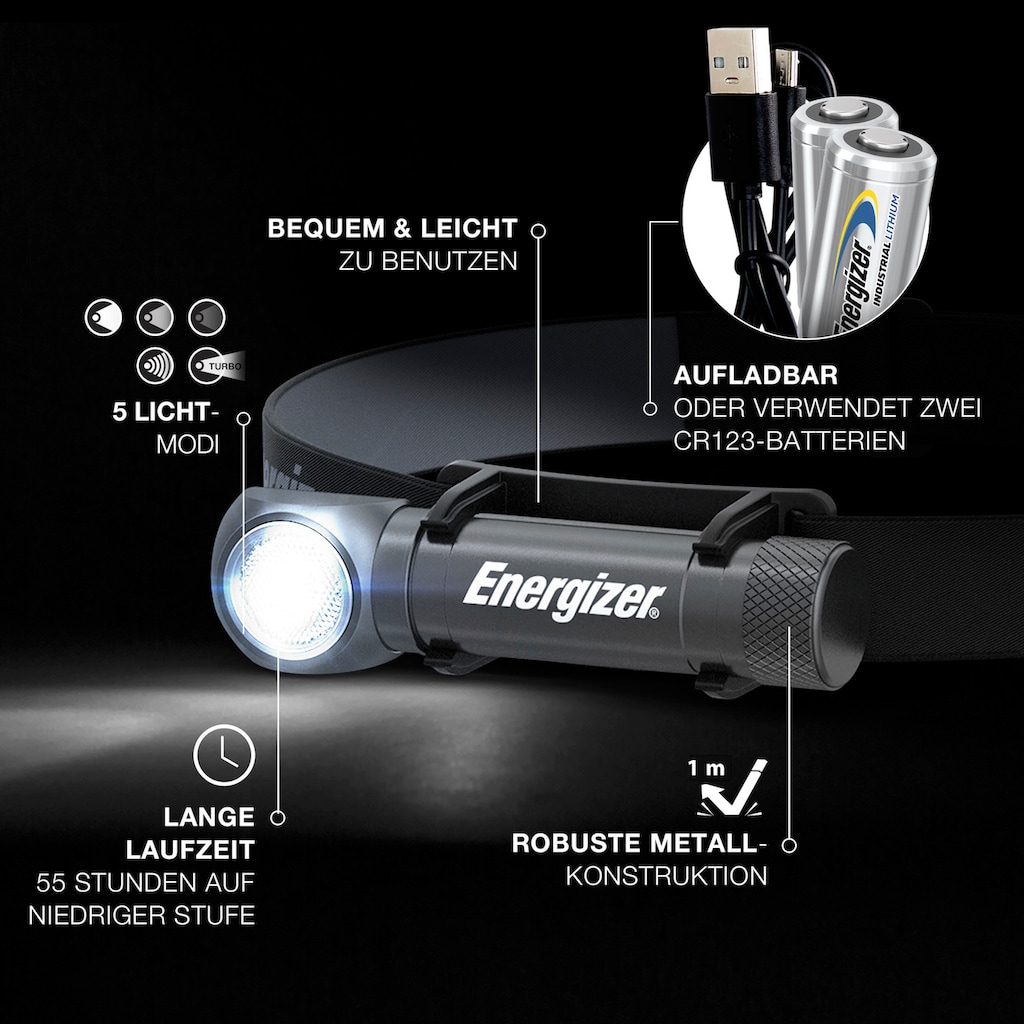 Energizer Stirnlampe »High Lumen Hybrid Powered Kopflampe 1.000 Lumen«