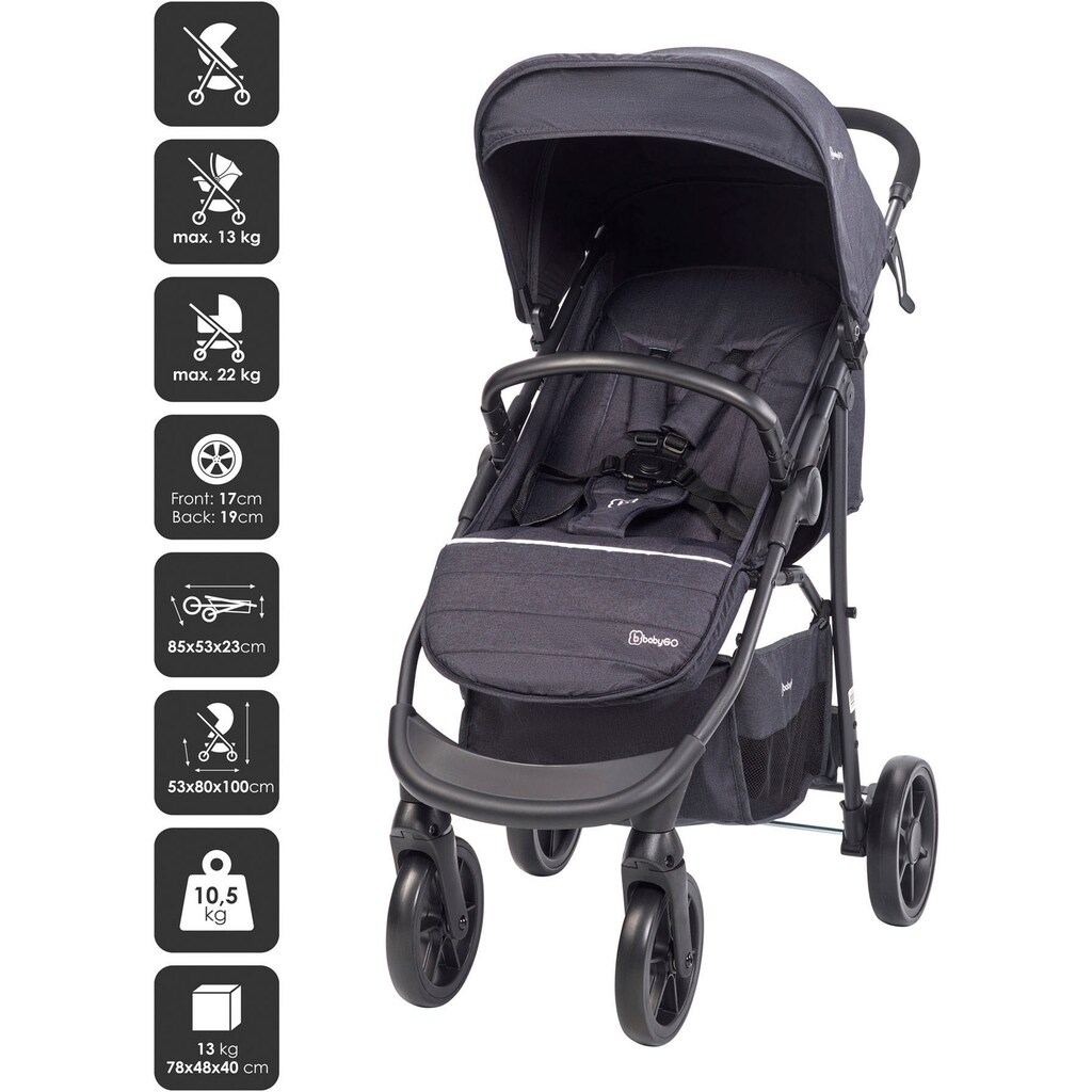 BabyGo Kombi-Kinderwagen »Style - 3in1, schwarz«