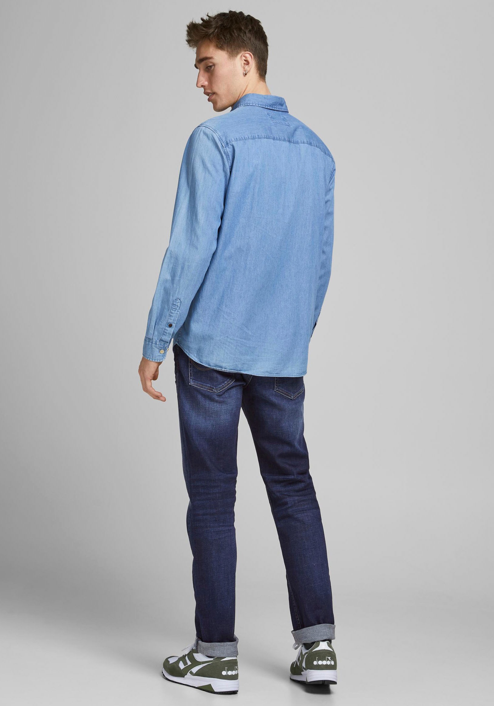 Jack & Jones Regular-fit-Jeans »JJICLARK mit Used-Look und Stretch für den Alltag« mit Abriebeffekten