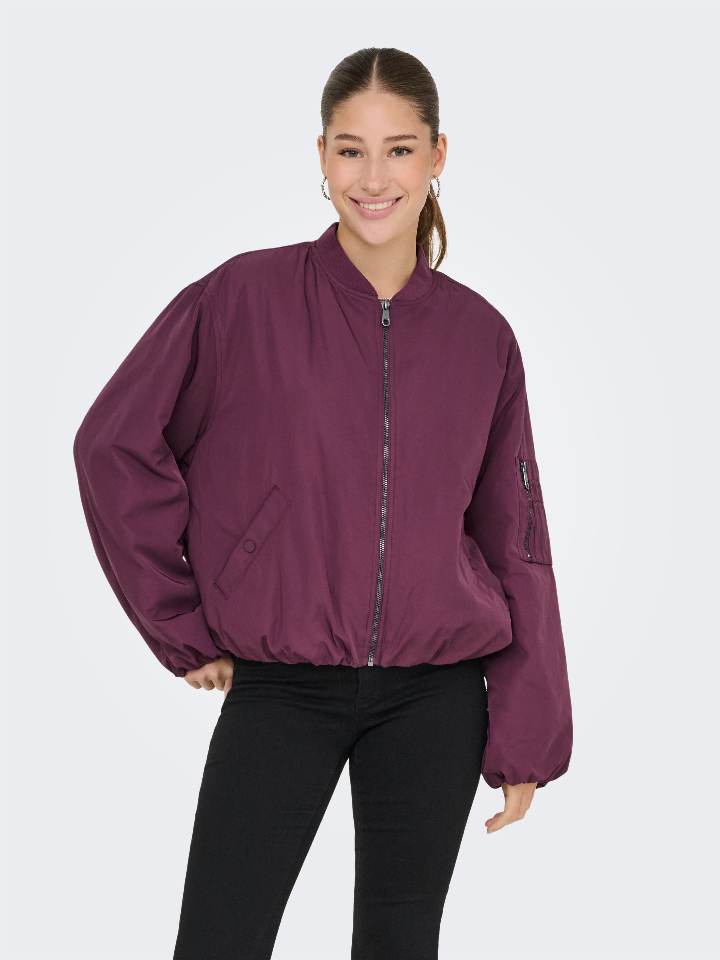 ONLY Bomberjacke »ONLADEL LIFE OVERSIZED BOMBER CC OTW« ohne Kapuze Kunstfaser,