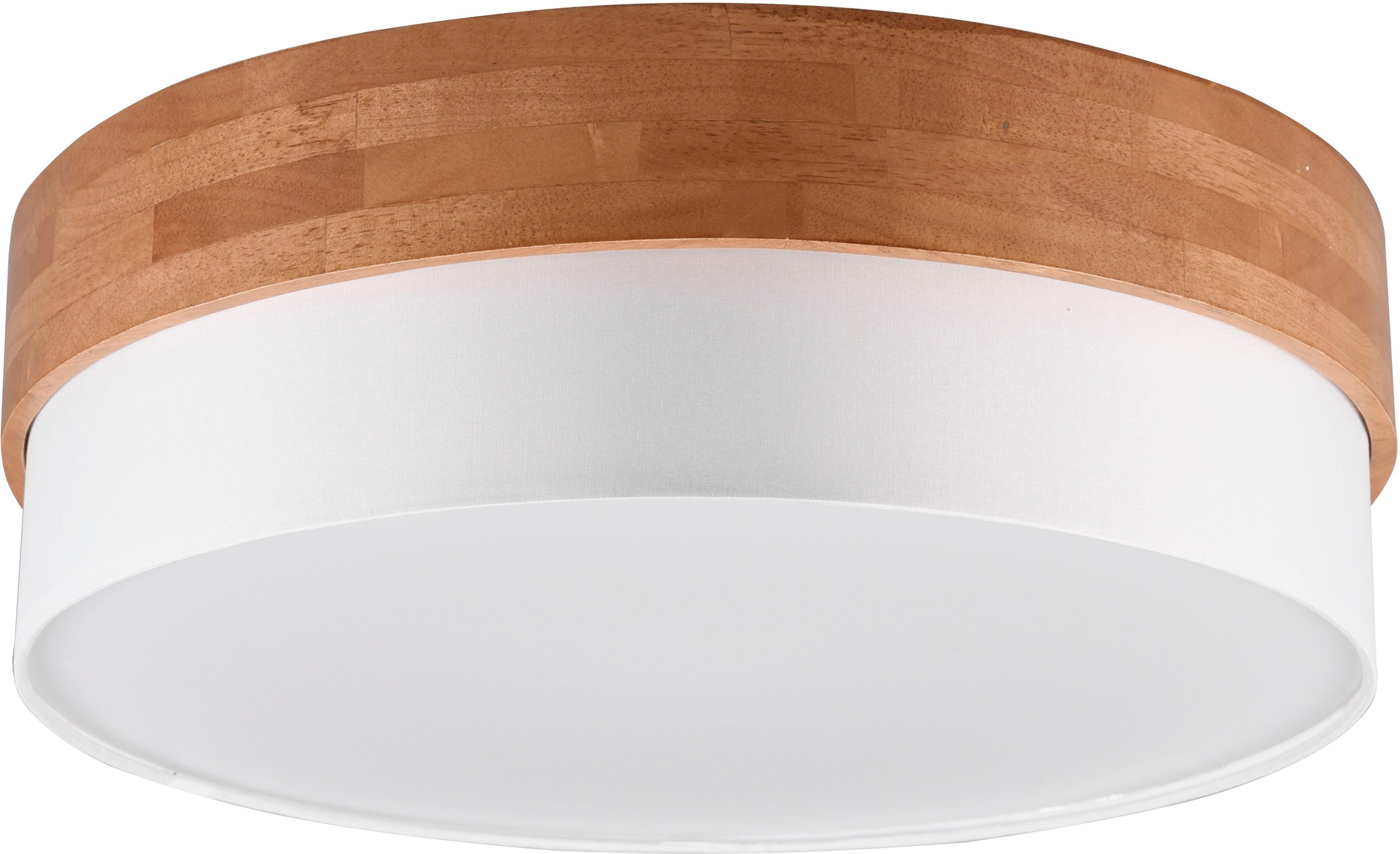 TRIO Leuchten Deckenleuchte »Seasons«, 3 flammig, Leuchtmittel E27 | ohne Leuchtmittel, Deckenlampe Holz mit Stoffschirm Ø50cm exkl 3xE27 max 40W