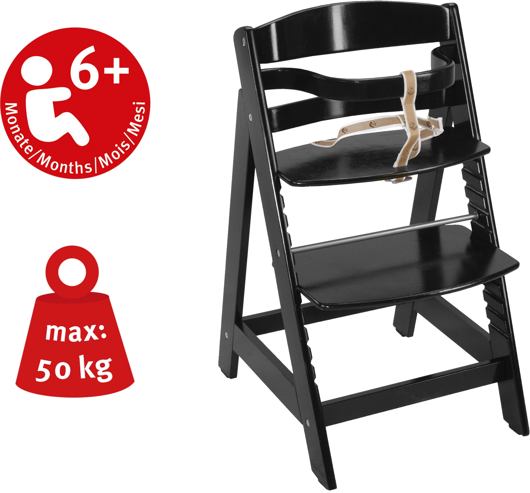 roba® Hochstuhl »Treppenhochstuhl Sit up III, schwarz«, aus Holz bei