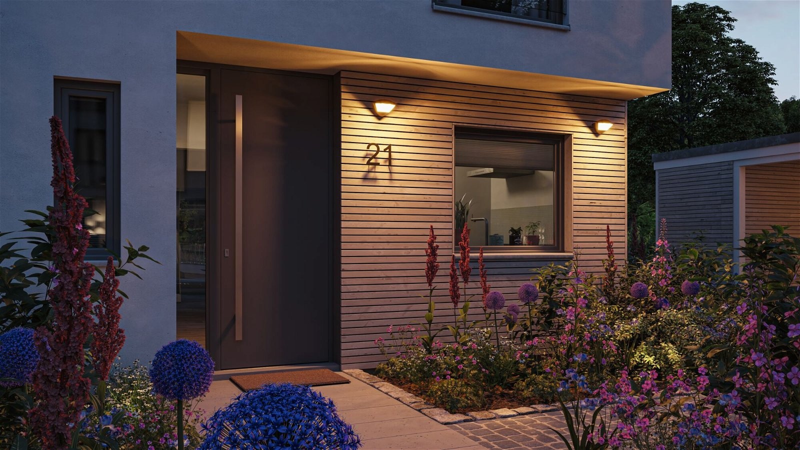 Paulmann LED Außen-Wandleuchte »Skyla IP44 226x164mm 10W 840lm 230V Anthrazit Aluminium« 1 Stk. Warmweiß Smart Home Zigbee 3.0 Bewegungsmelder insektenfreundlich