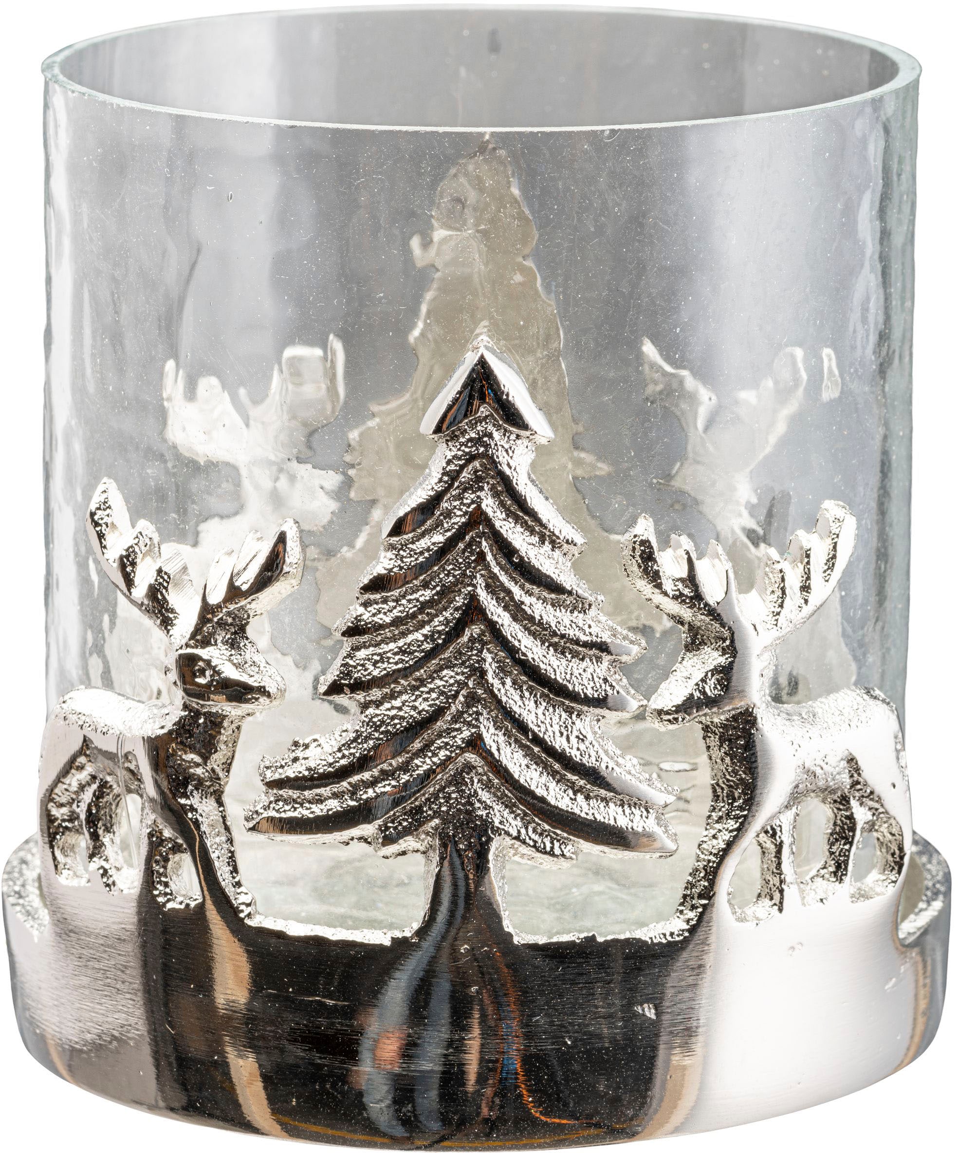 Creativ home Windlicht »Kerzenhalter Weihnachtslandschaft, Garantie mit Teelichthalter, (Set, mit und 10 Tanne, Hirsch XXL 15 Reh«, online mit | und Jahren 3 + Weihnachtsdeko cm 2 St.), kaufen Höhe Baum