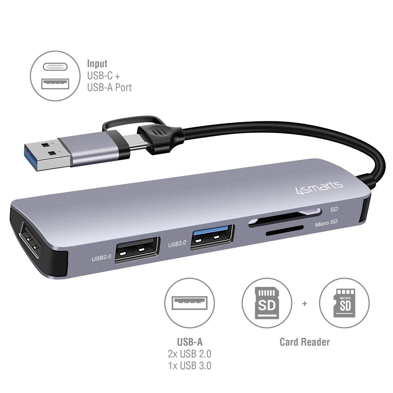 4smarts Laptop-Dockingstation »5 in1 Universal Mulitport USB Hub«