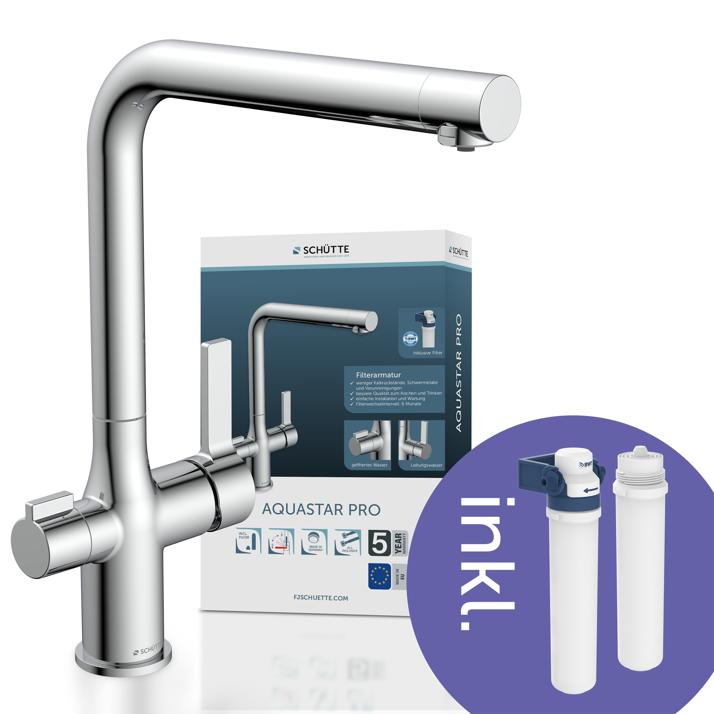 Schütte Spültischarmatur »AQUASTAR PRO« mit Filtersystem für Trinkwasser, praktische Cold-Start-Funktion