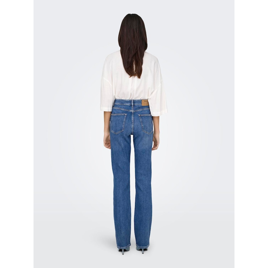 ONLY Bootcut-Jeans »ONLEVERLY MW SWEET FLARED DNM CRO187«, (Flared Jeans, Schlagjeans, ausgestellte Beinform, normale Leibhöhe), Baumwollmischung mit Stretch sorgt für ein angenehmes Tragegefühl