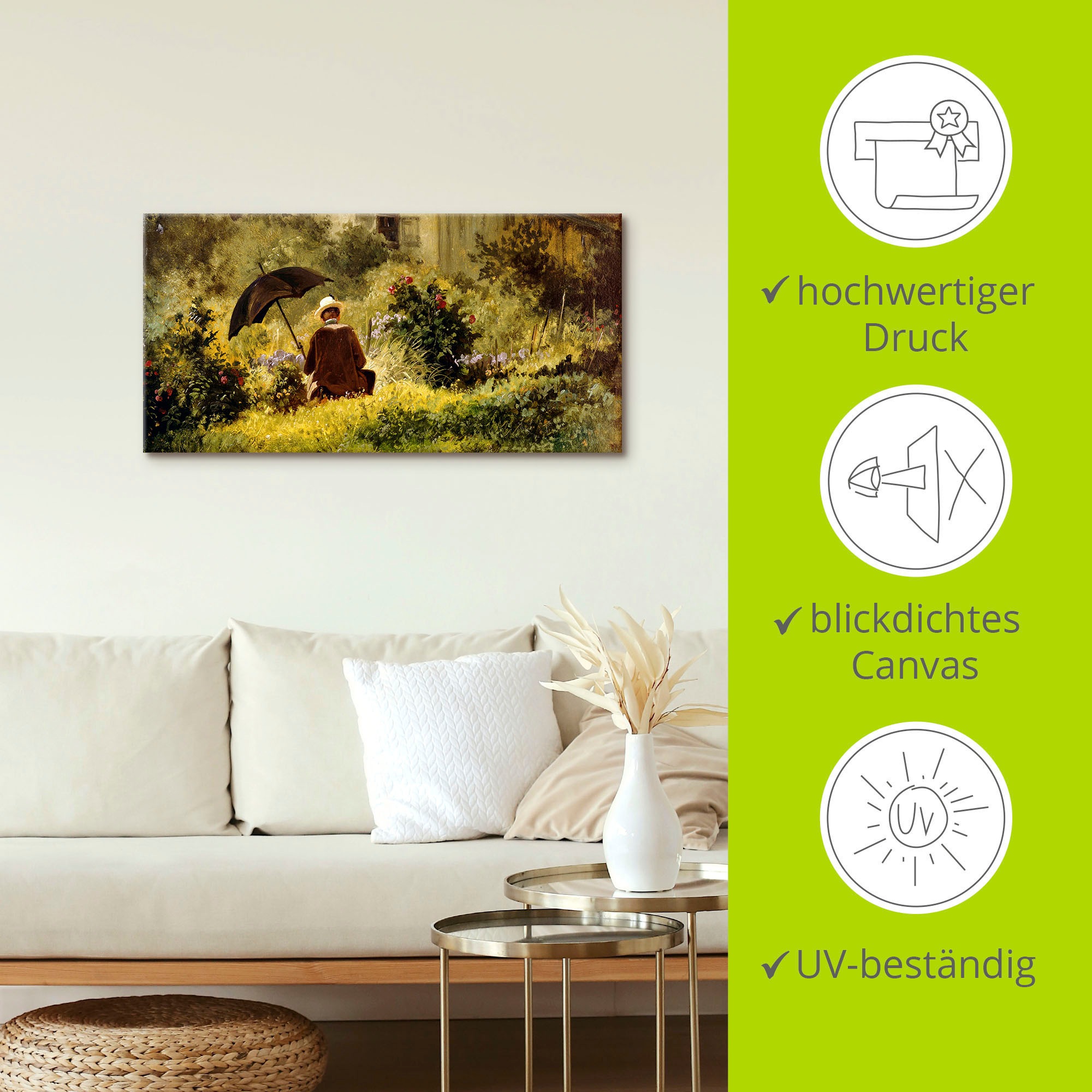 Artland Leinwandbild »Der Maler im Garten«, Mann, (1 St.), auf Keilrahmen gespannt