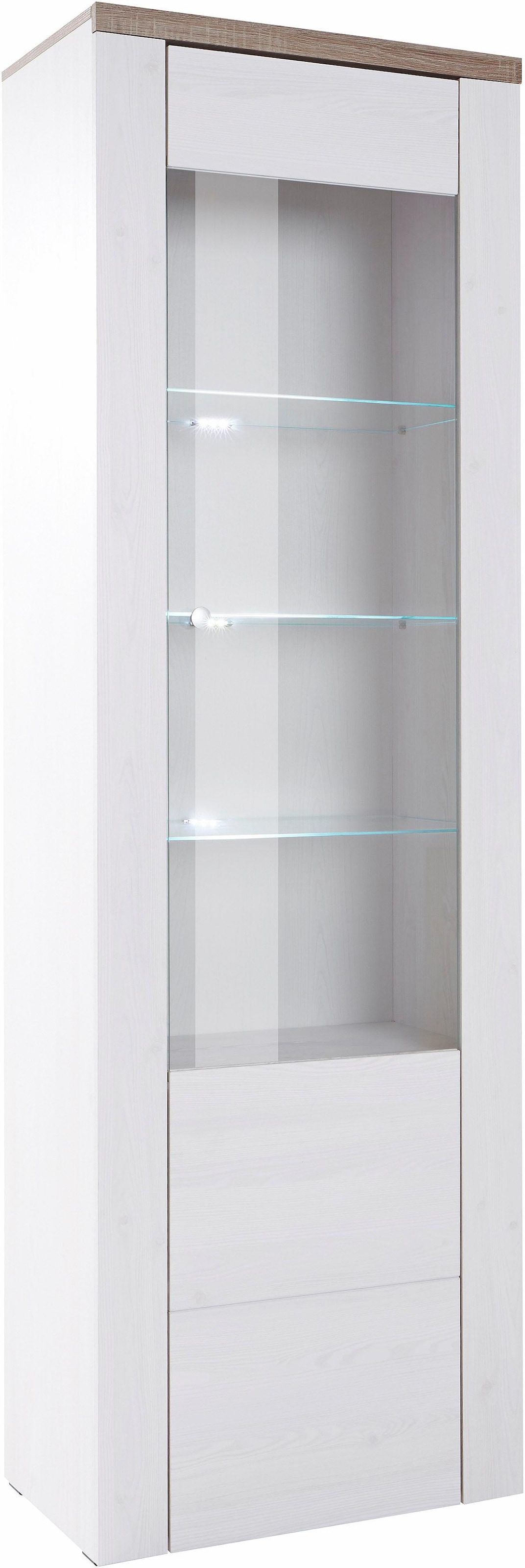 Home affaire Vitrine »Larona, zeitlose Glasvitirne, Hochschrank Höhe 205,6 cm«, Stauraumvitrine mit dekorativer Rahmenoptik