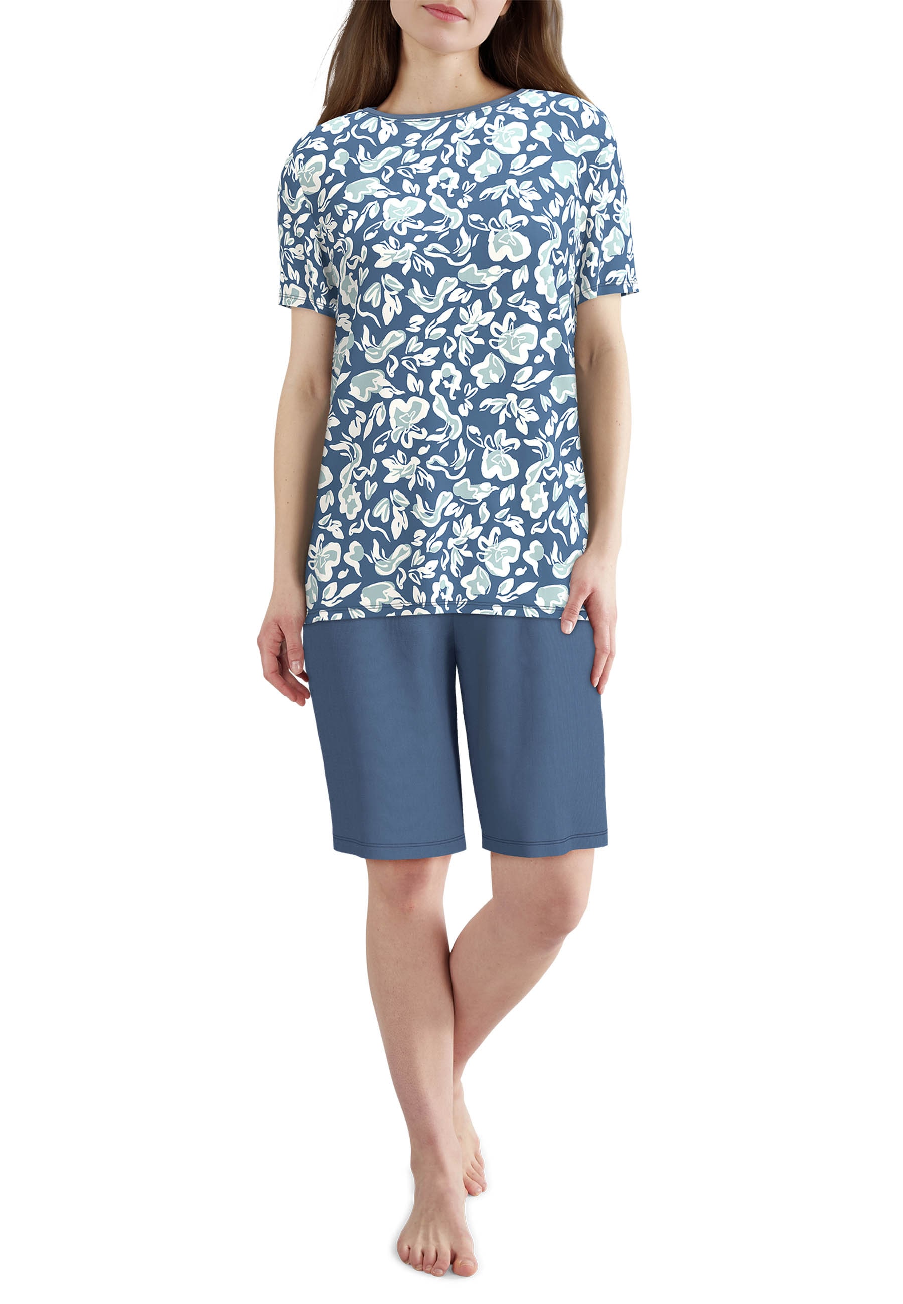 GÖTZBURG Shorty mit Muster, kurz, Rundhalsausschnitt, Baumwolle