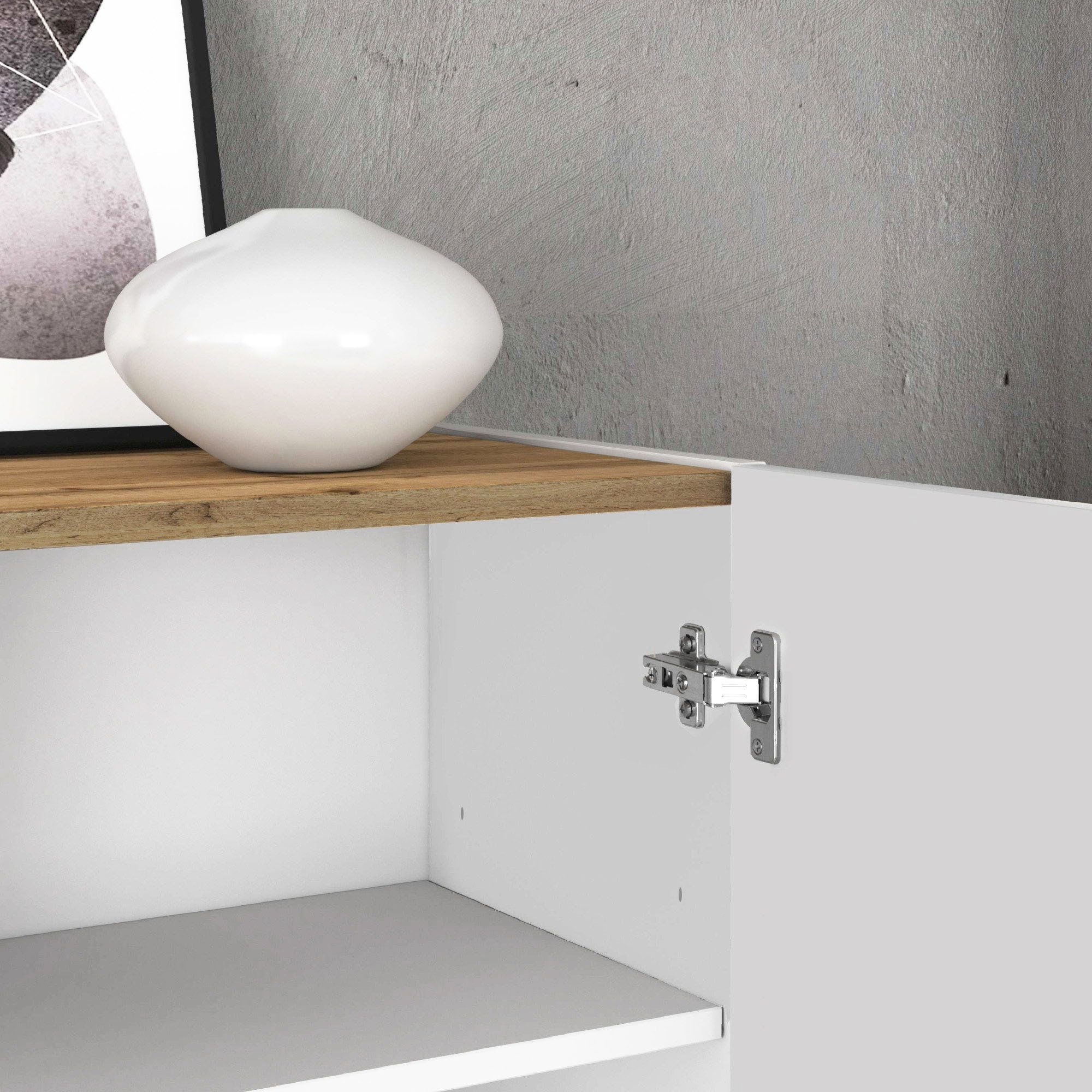 OTTO home Highboard »GARDA ,Kommode, Made in Italy, Breite 102 cm, Höhe 110 cm, grifflos« 1 Stk. tlg. Hochglanzlackierte Fronten, Korpus matt, grifflos