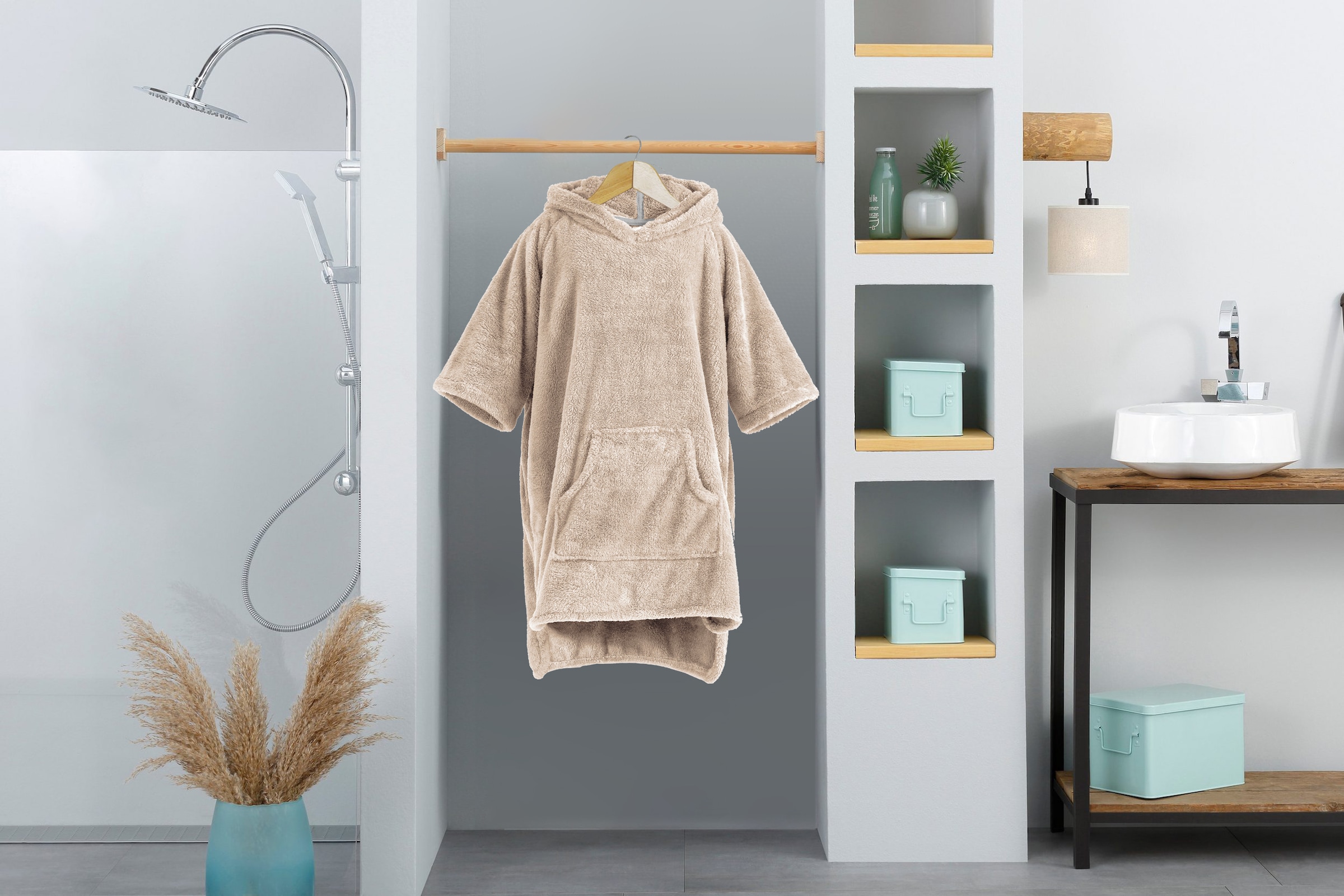 my home Badeponcho »Lillou, für Kinder, ideal für Urlaub oder im Schwimmbad«, (1 St.), weich und kuschelig, Fleece, plüsch, Surfponcho