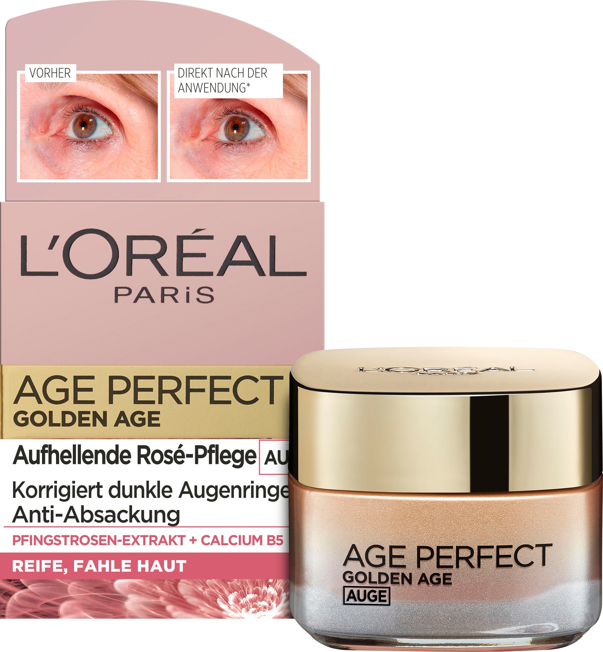Rosé-Augenpflege«, Perfect L\'ORÉAL ♕ Feuchtigkeitscreme bei »Age Age Augenbalsam Golden PARIS
