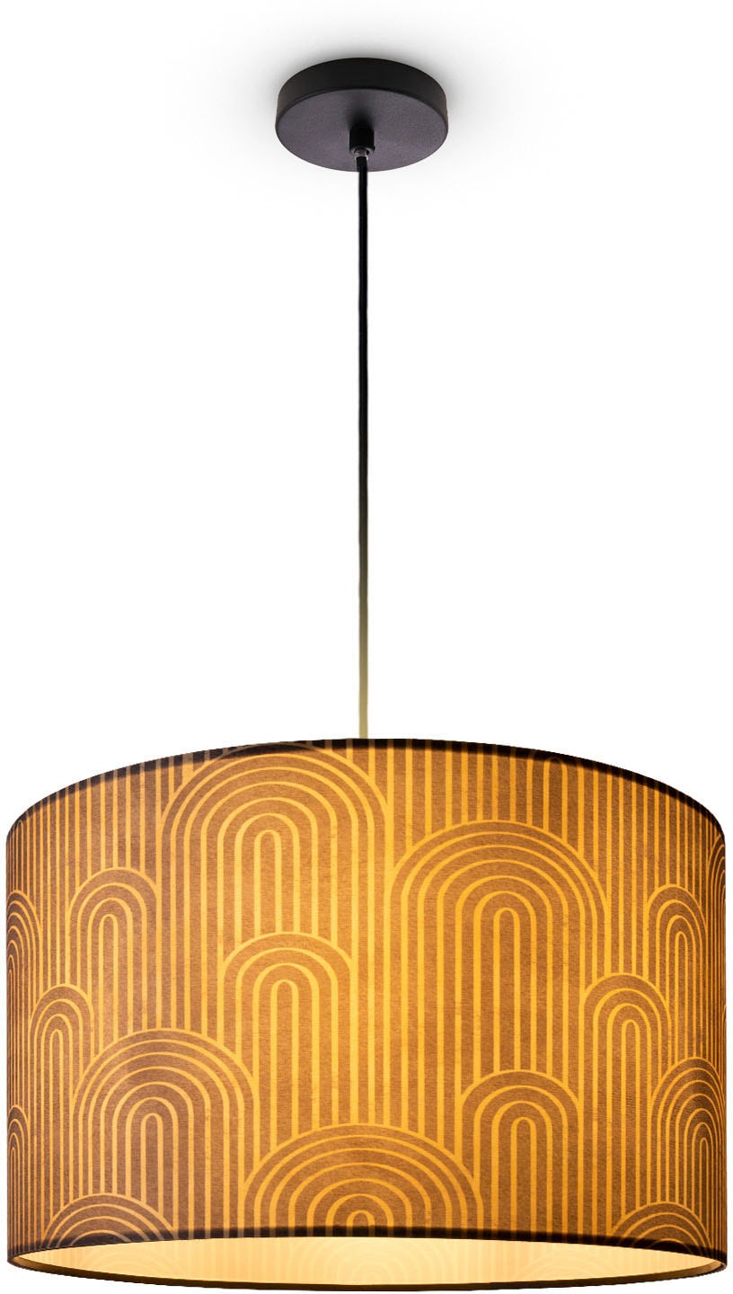 Paco Home Pendelleuchte »Hugo Pillar« E27 Pendelleuchte Wohnzimmer Stofflampe Rund  Esszimmer Vintage Retro