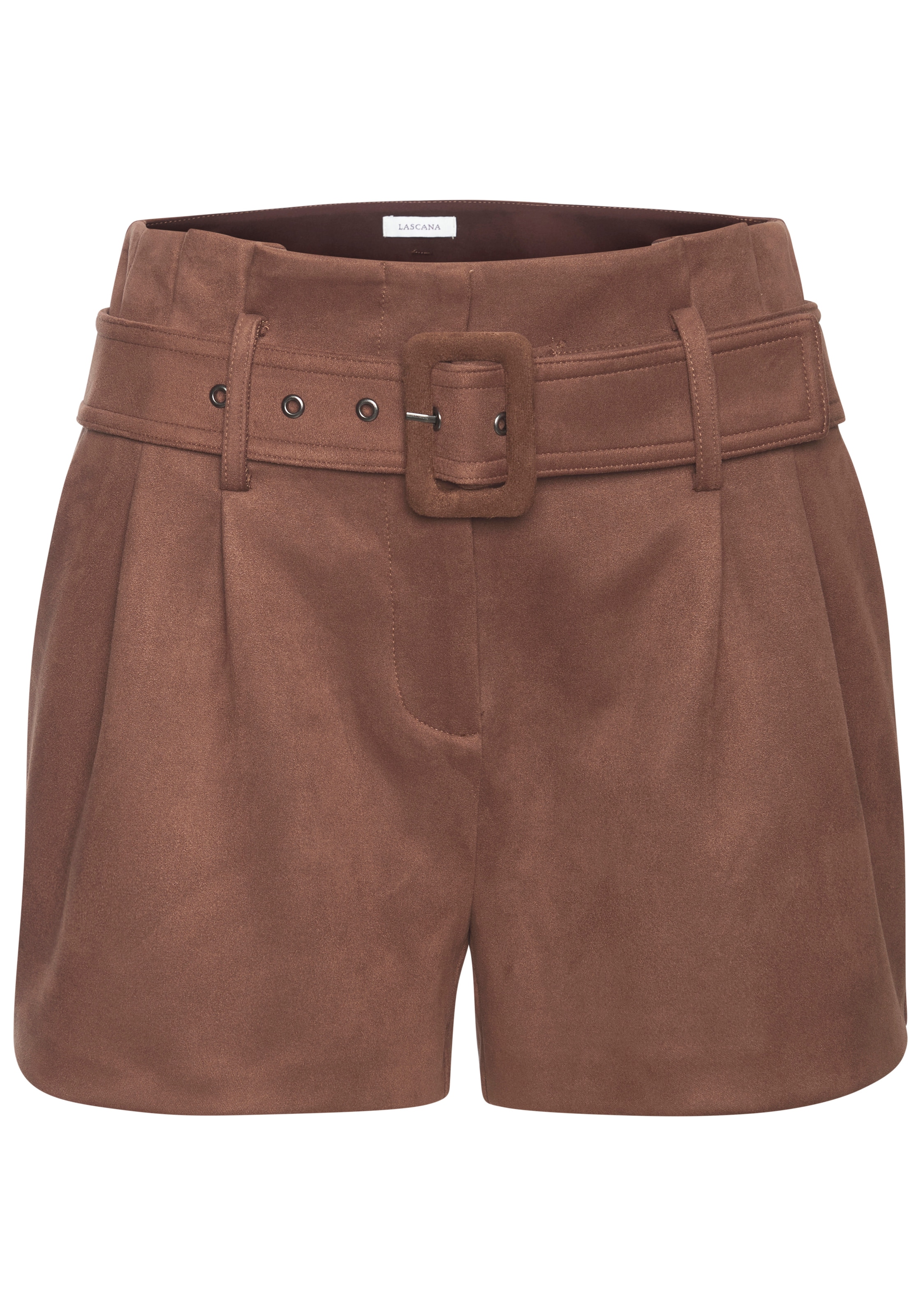 LASCANA Shorts »aus Velourlederimitat mit Gürtel«  Kunstledershorts, Festival, Party, modisch