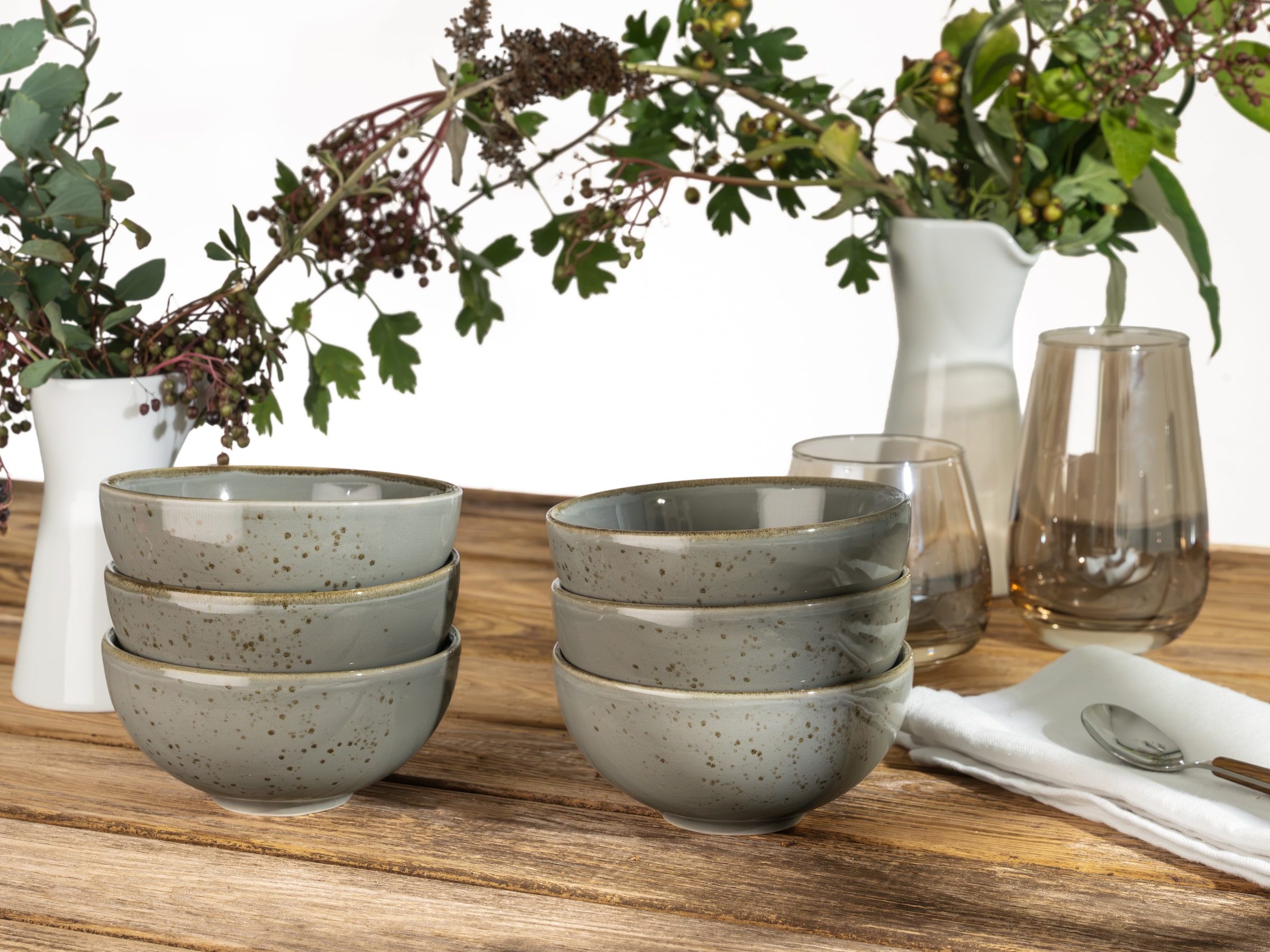 CreaTable Dipschale »NATURE COLLECTION« 6 Stk. aus Steinzeug Snackschale, Ø 11,5 cm