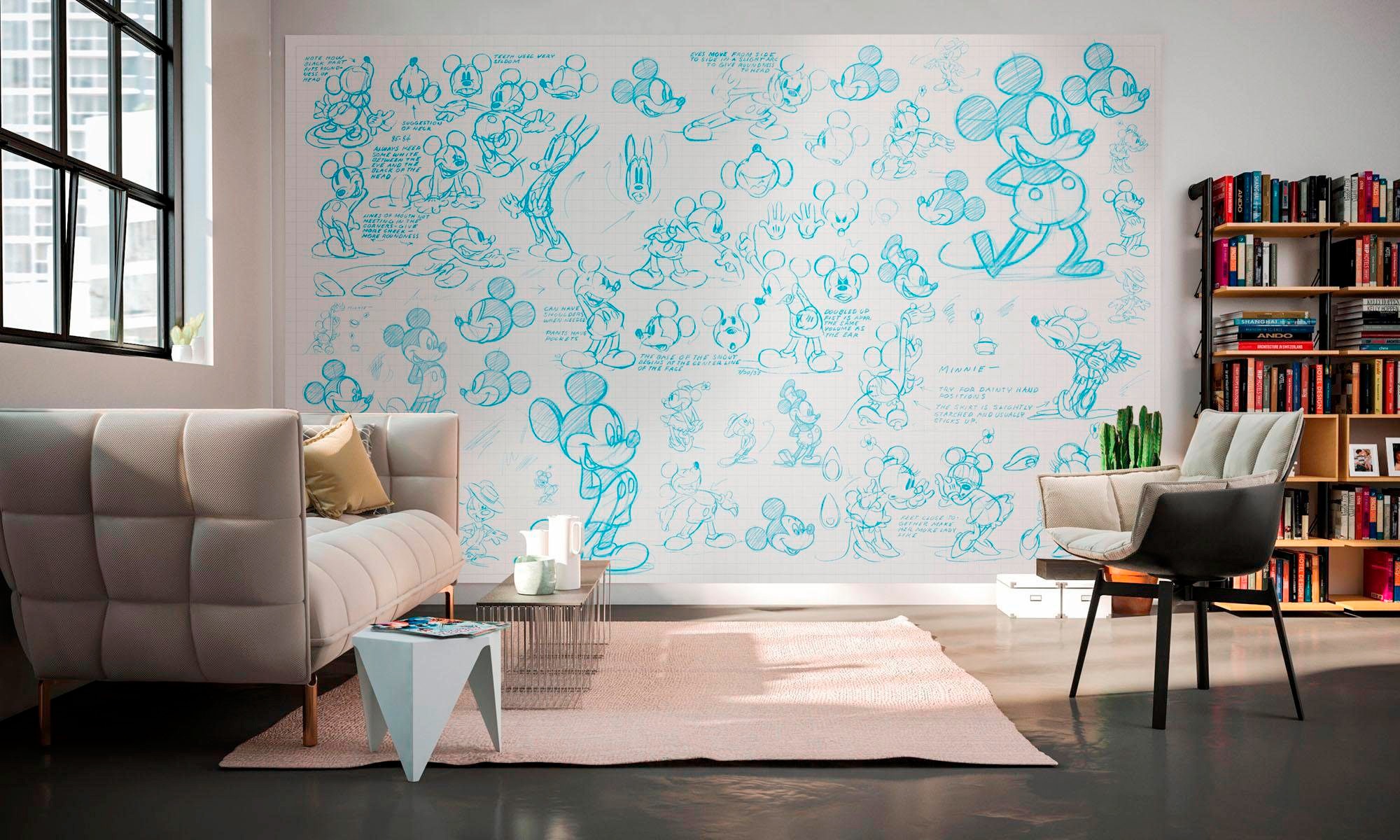 Komar Vliestapete »Digitaldruck Vlies -  Mickey Sketches - Größe 400 x 250 cm« bedruckt glatt Kinderzimmer