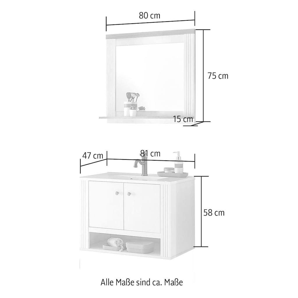 Home affaire Badmöbel-Set »WESTMINSTER«, (2 St.), im romantischen Landhausstil
