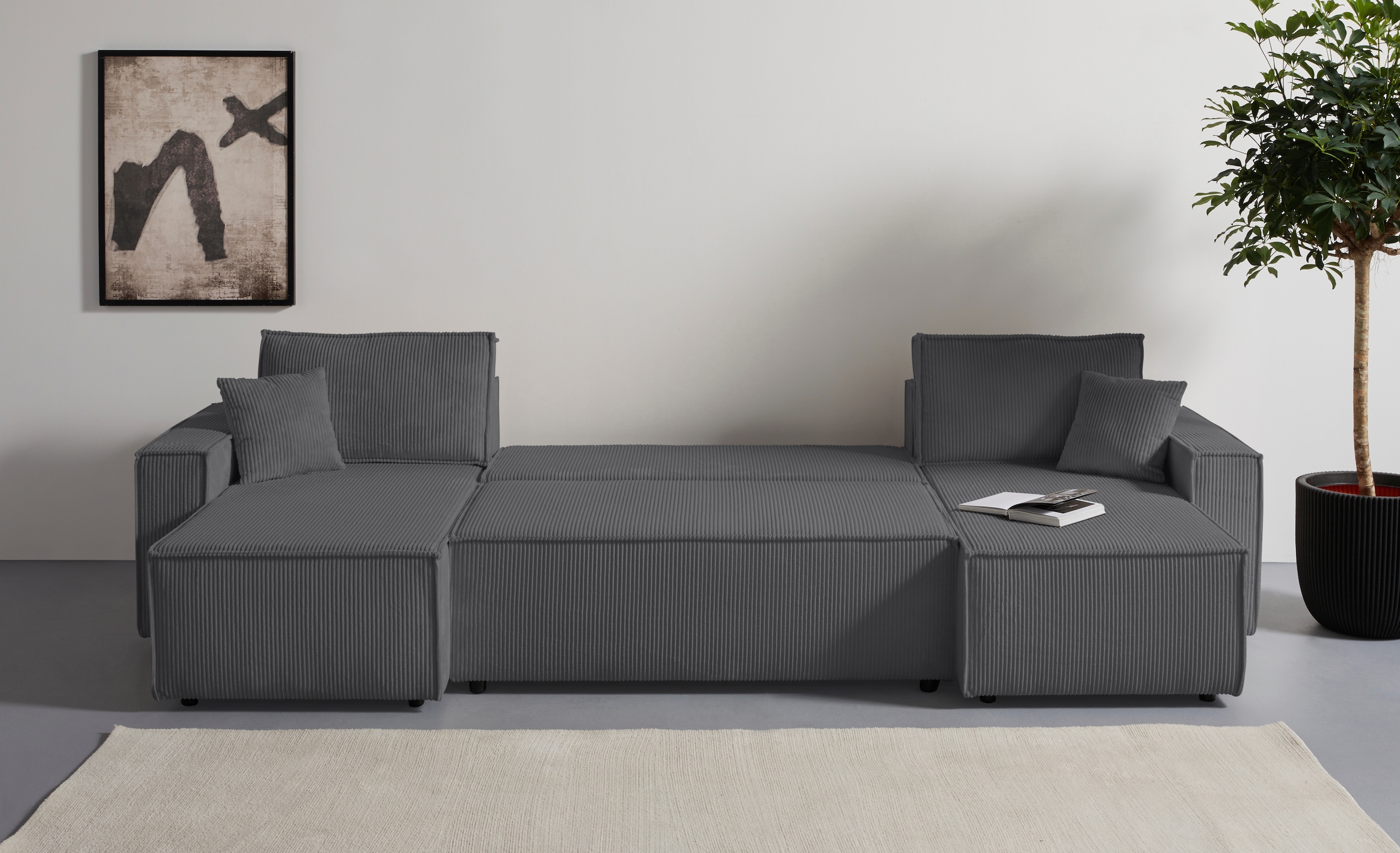 OTTO home Wohnlandschaft »CASSI L-Form, 311cm - OTTO. Verlässliche Qualität.« Schlaffunktion (133/200), Boxspring, Bettkasten, Cord, Unser Tiefpreis