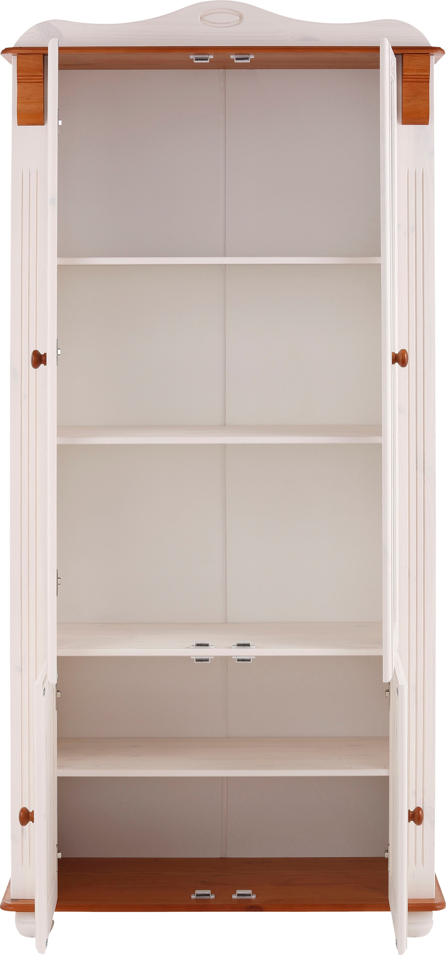 Home affaire Vitrine »Adele«, 4-türig, Höhe 185 cm, mit Glaseinsätzen, aus massiver Kiefer, FSC®