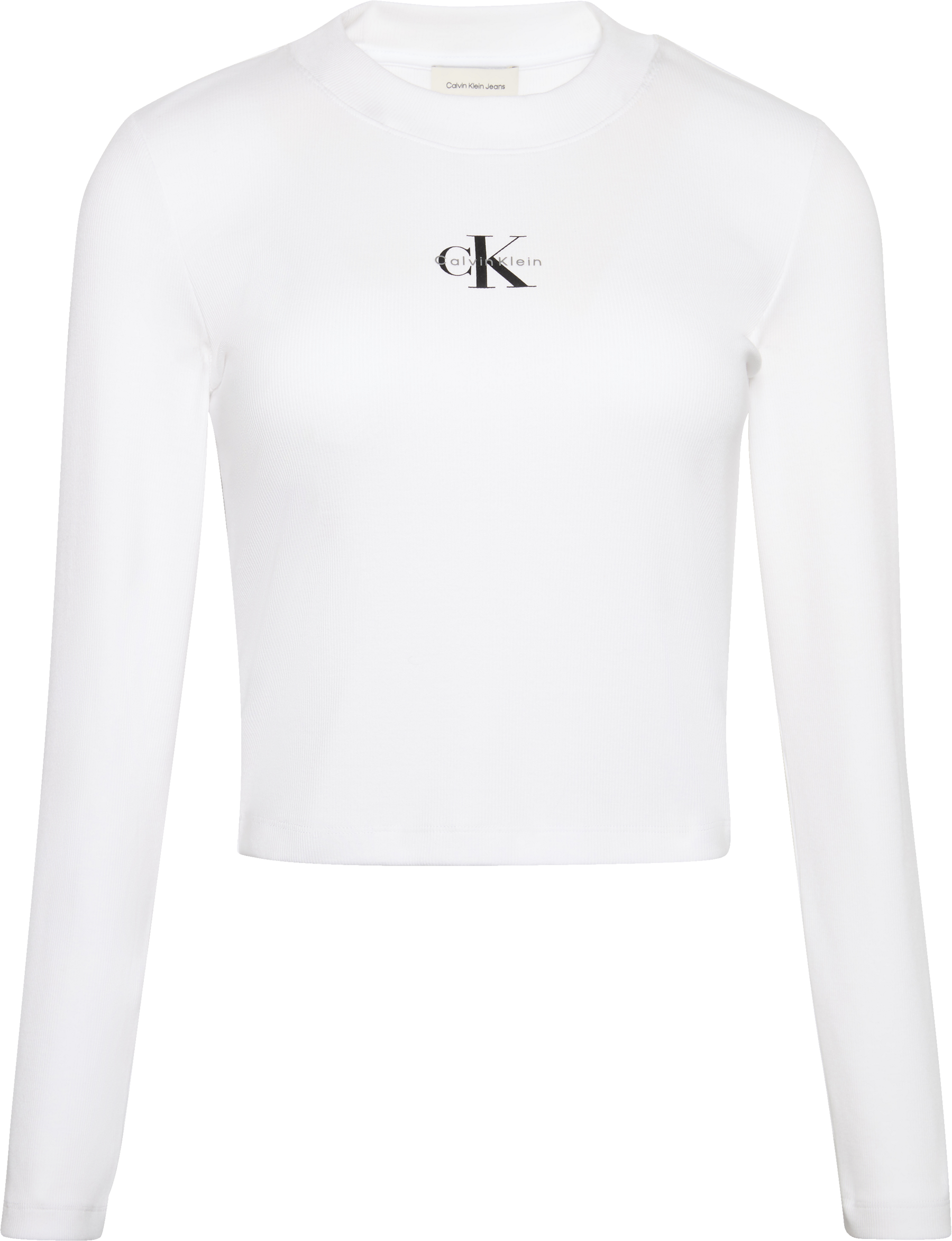 Calvin Klein Langarmshirt Rundhalsausschnitt, figurbetonte Passform, Logodruck