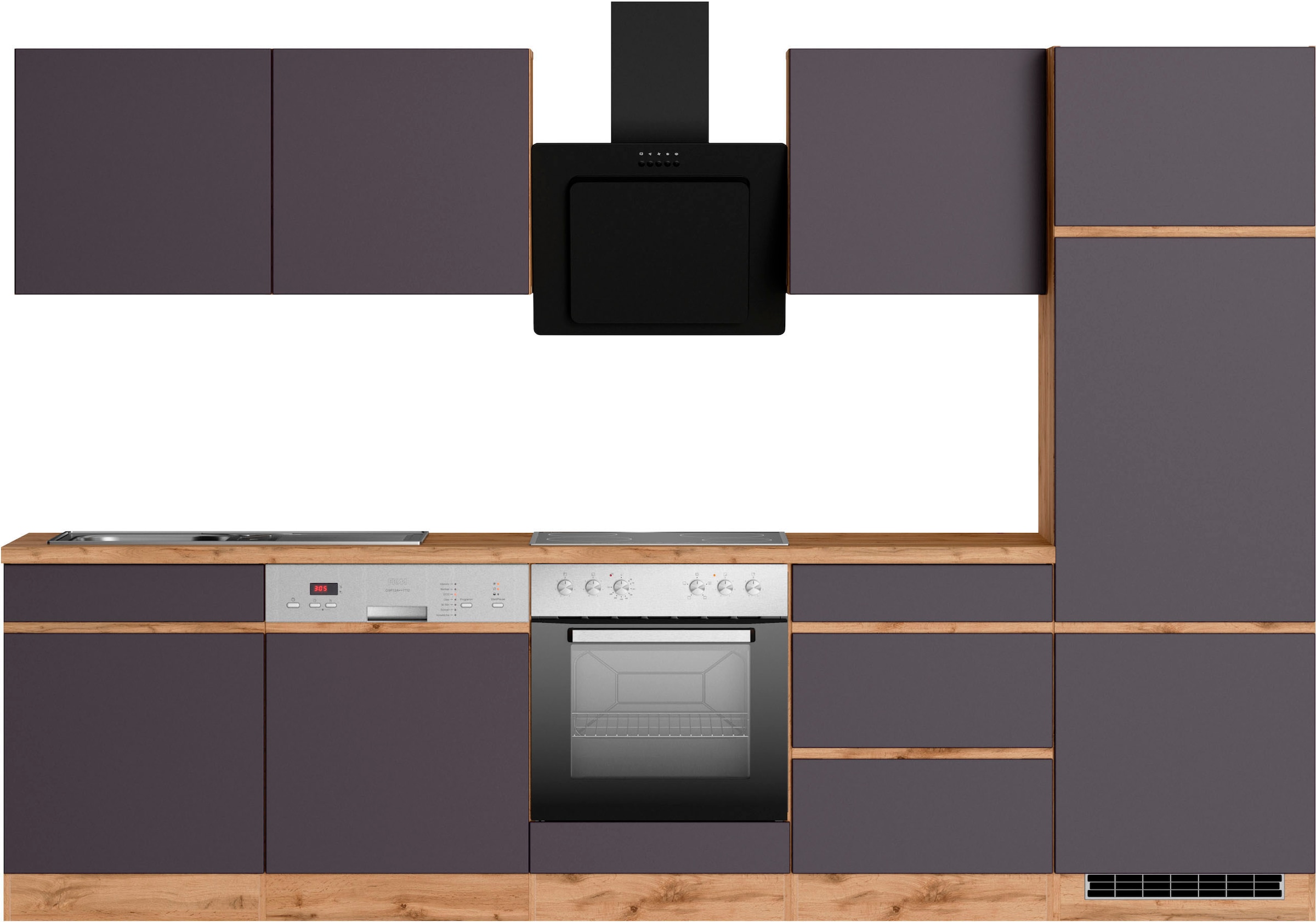 KOCHSTATION Küchenzeile »KS-Riesa« Stellbreite 300 cm, wahlweise mit oder ohne E-Geräte